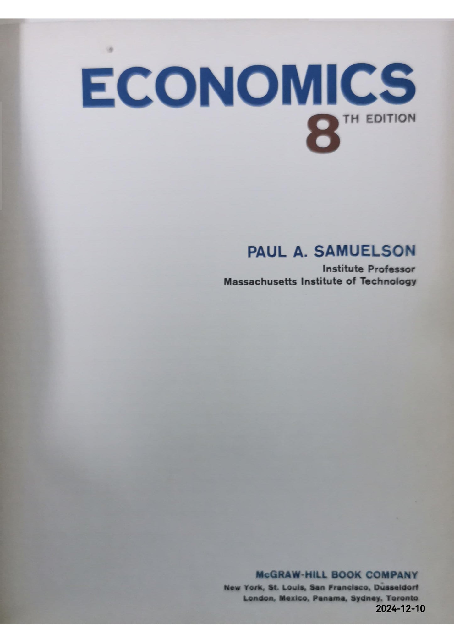 Economics 8th Edition Hardcover – January 1, 1970 by Paul A. Samuelson (Author)