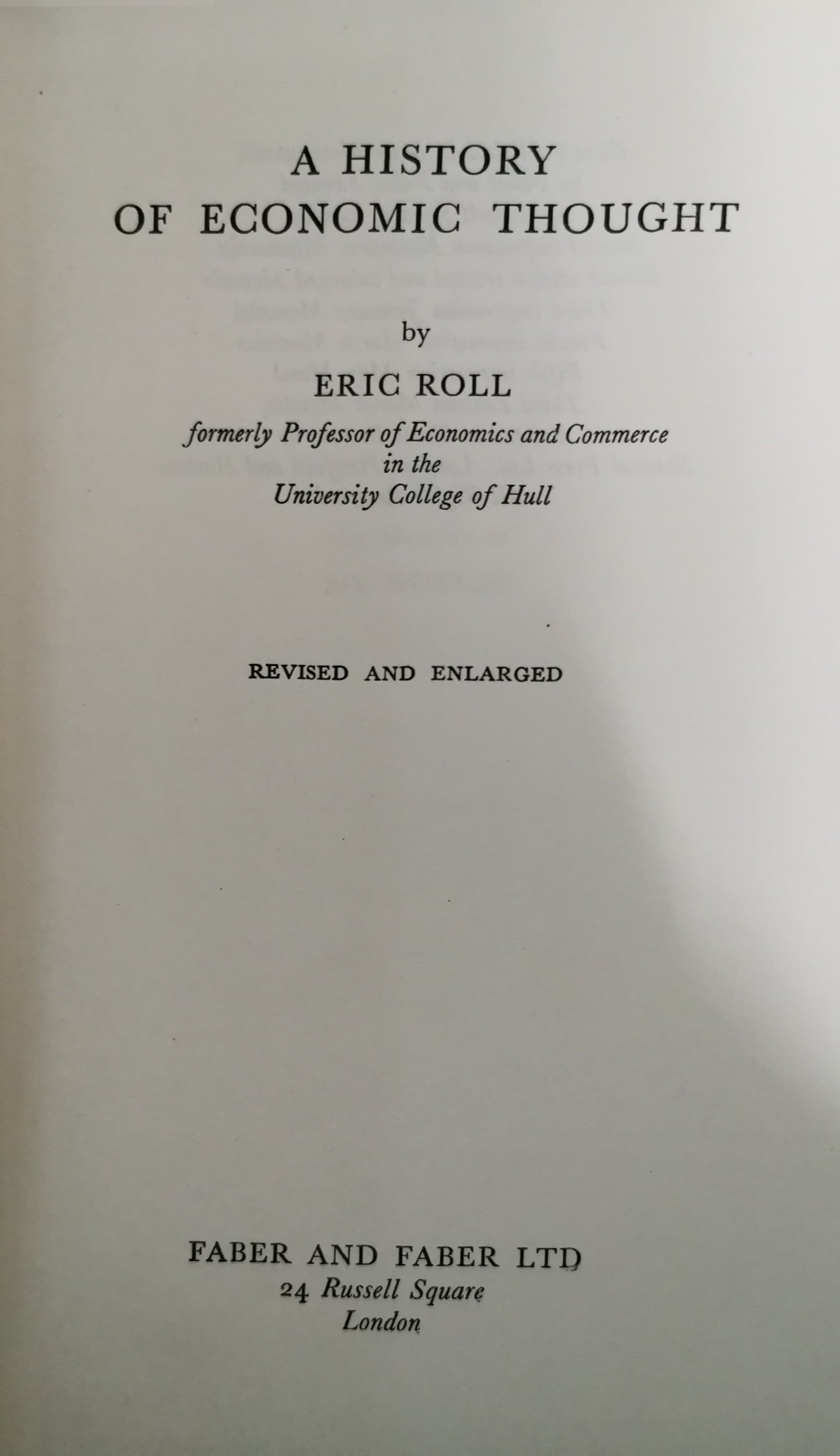 A History of Economic Thought, Hardcover-  by Eric Roll (Author)