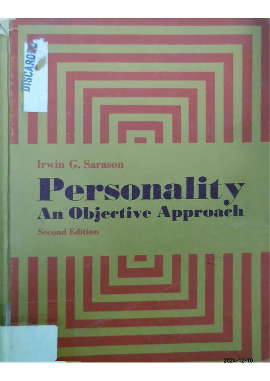 Personality: An Objective Approach Hardcover – Import, January 1, 1966 by Irwin G. SARASON (Author)