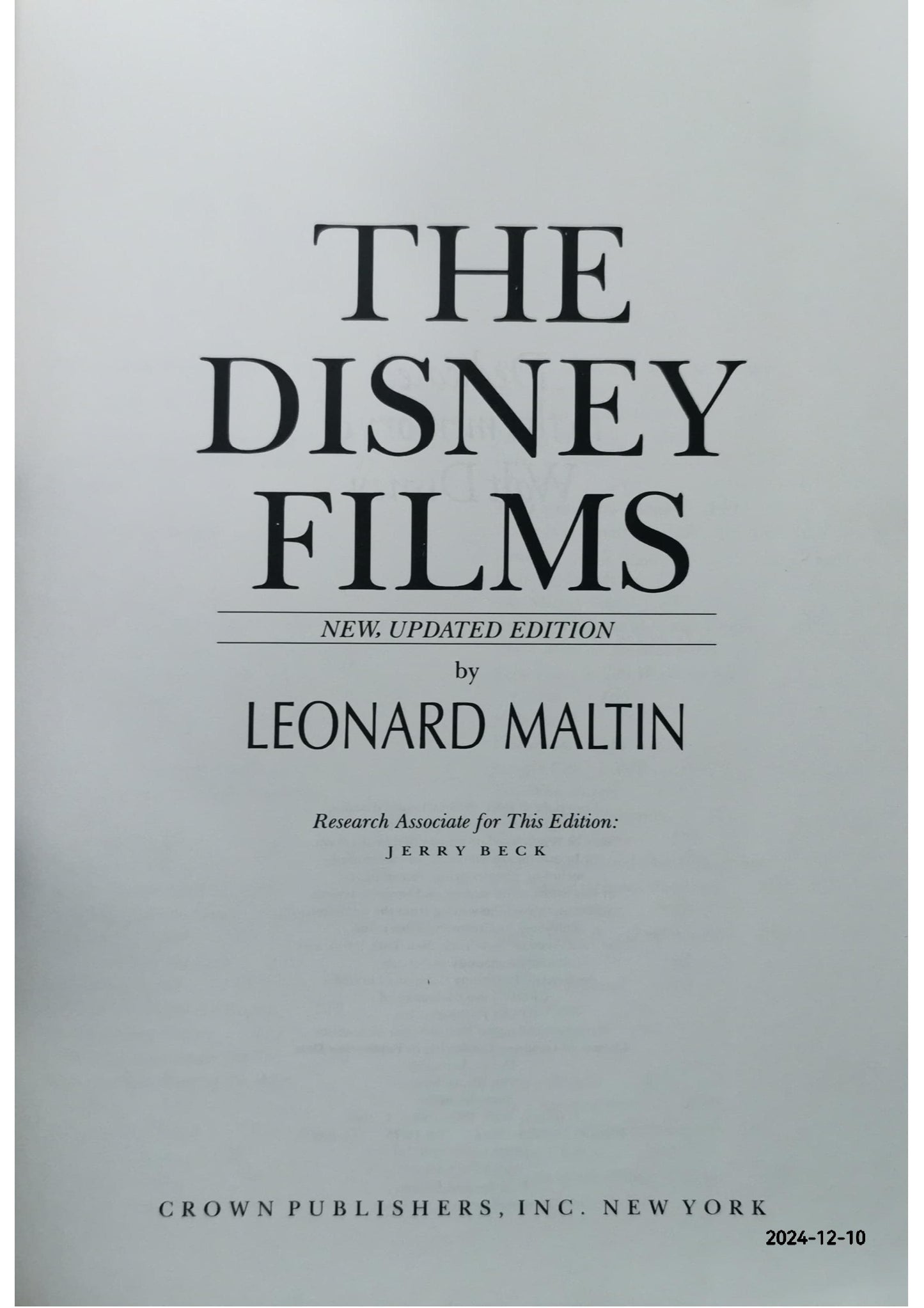 DISNEY FILMS NEW UPDATED EDIT Hardcover – August 22, 1987 by Leonard Maltin (Author)