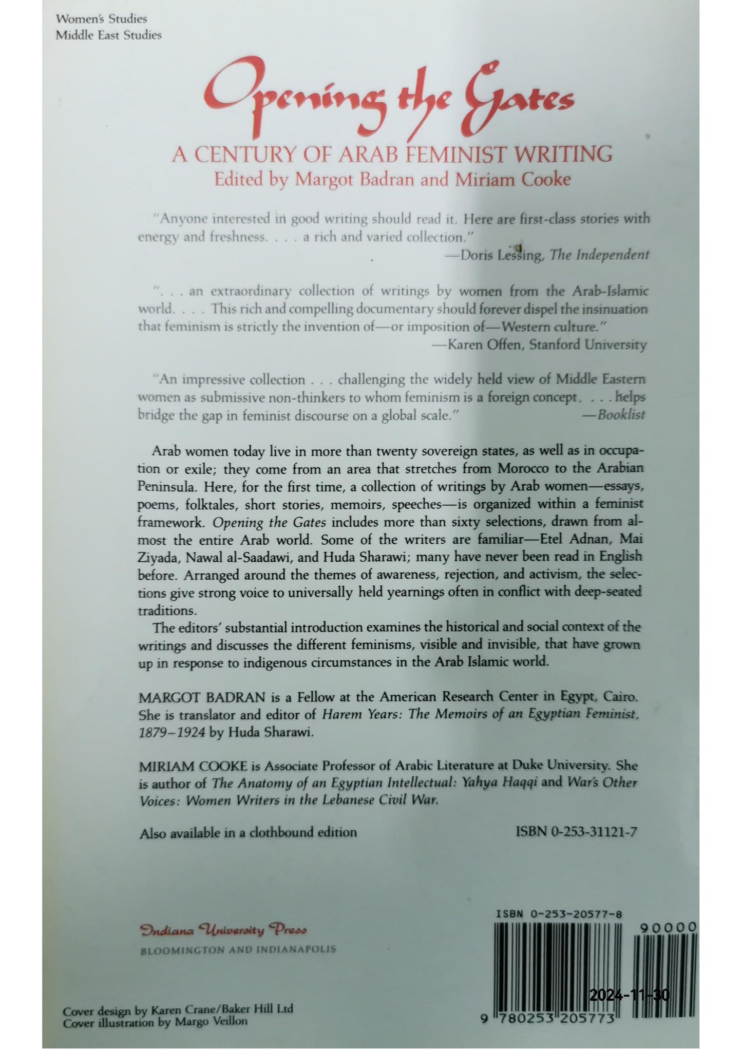 Opening the Gates: A Century of Arab Feminist Writing Paperback – October 1, 1990 by Margot Badran (Editor), Miriam Cooke (Editor)