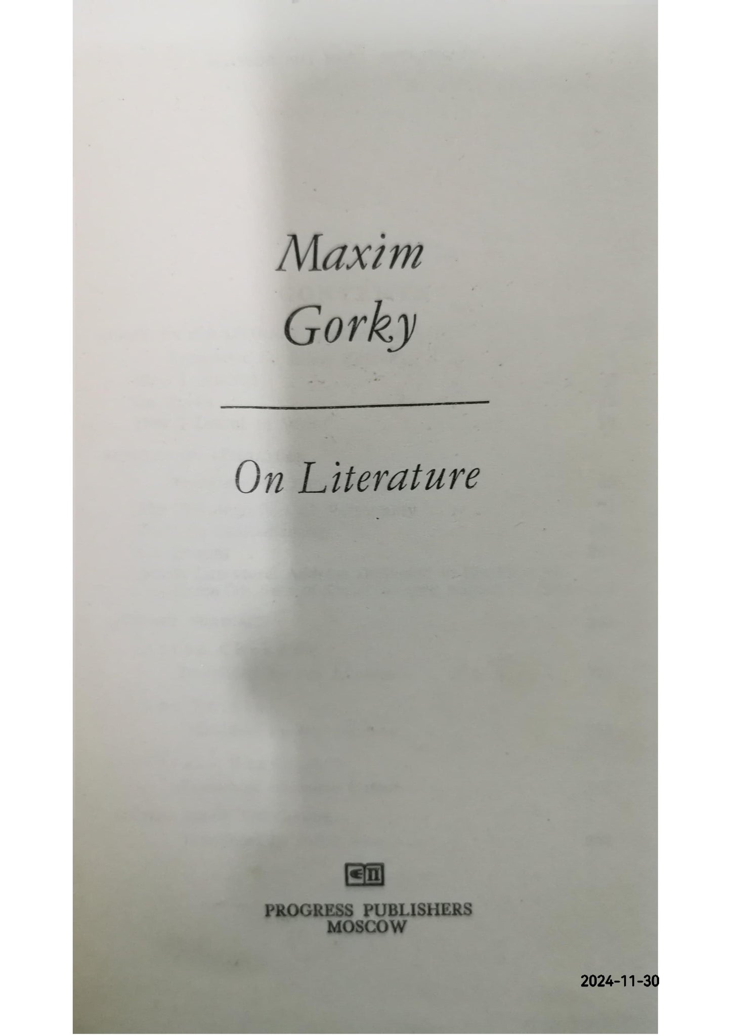 On Literature. Hardcover – 1 Jan. 1982 by Maxim Gorky (Author)