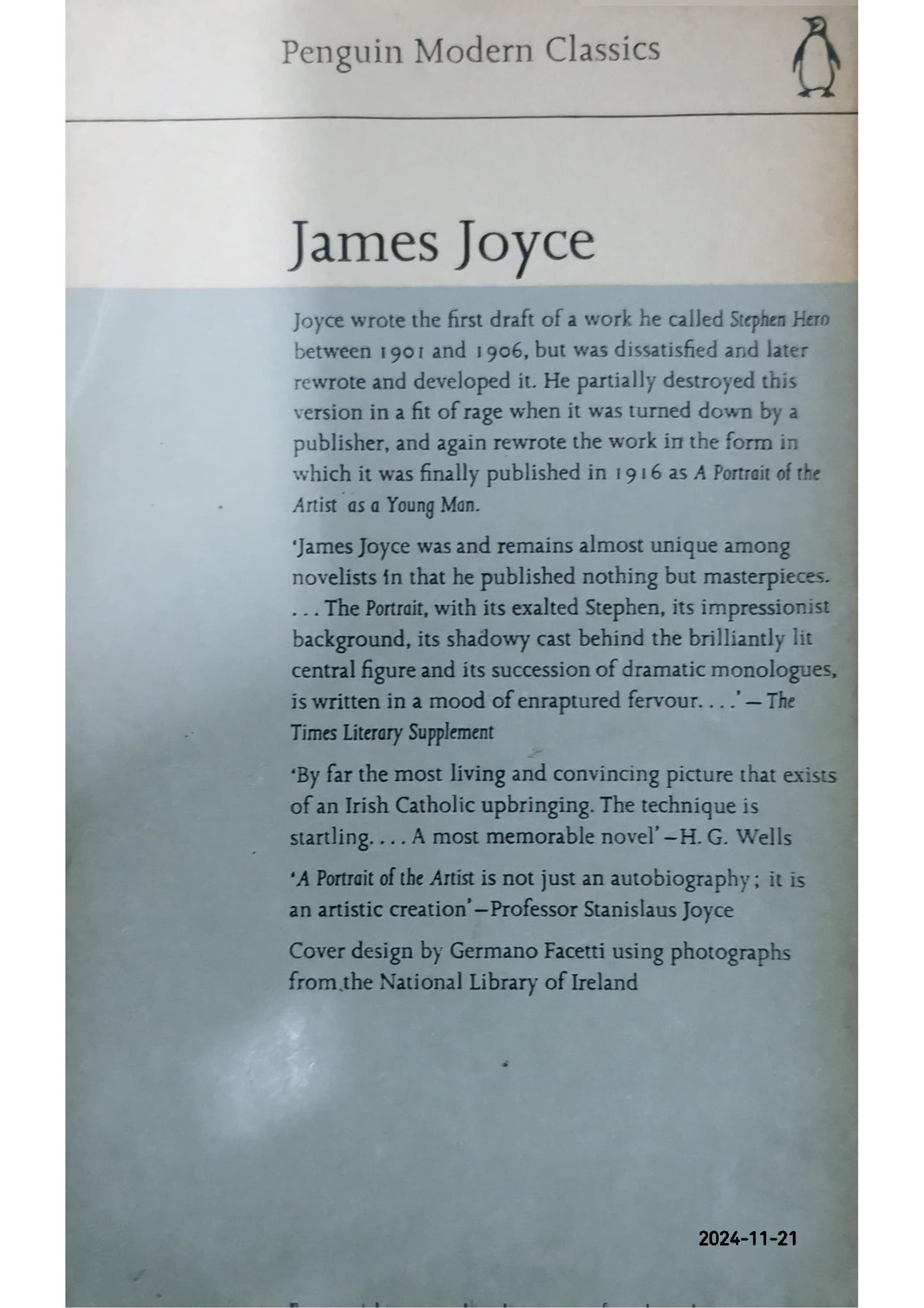 A Portrait of the Artist as a Young Man Novel by James Joyce