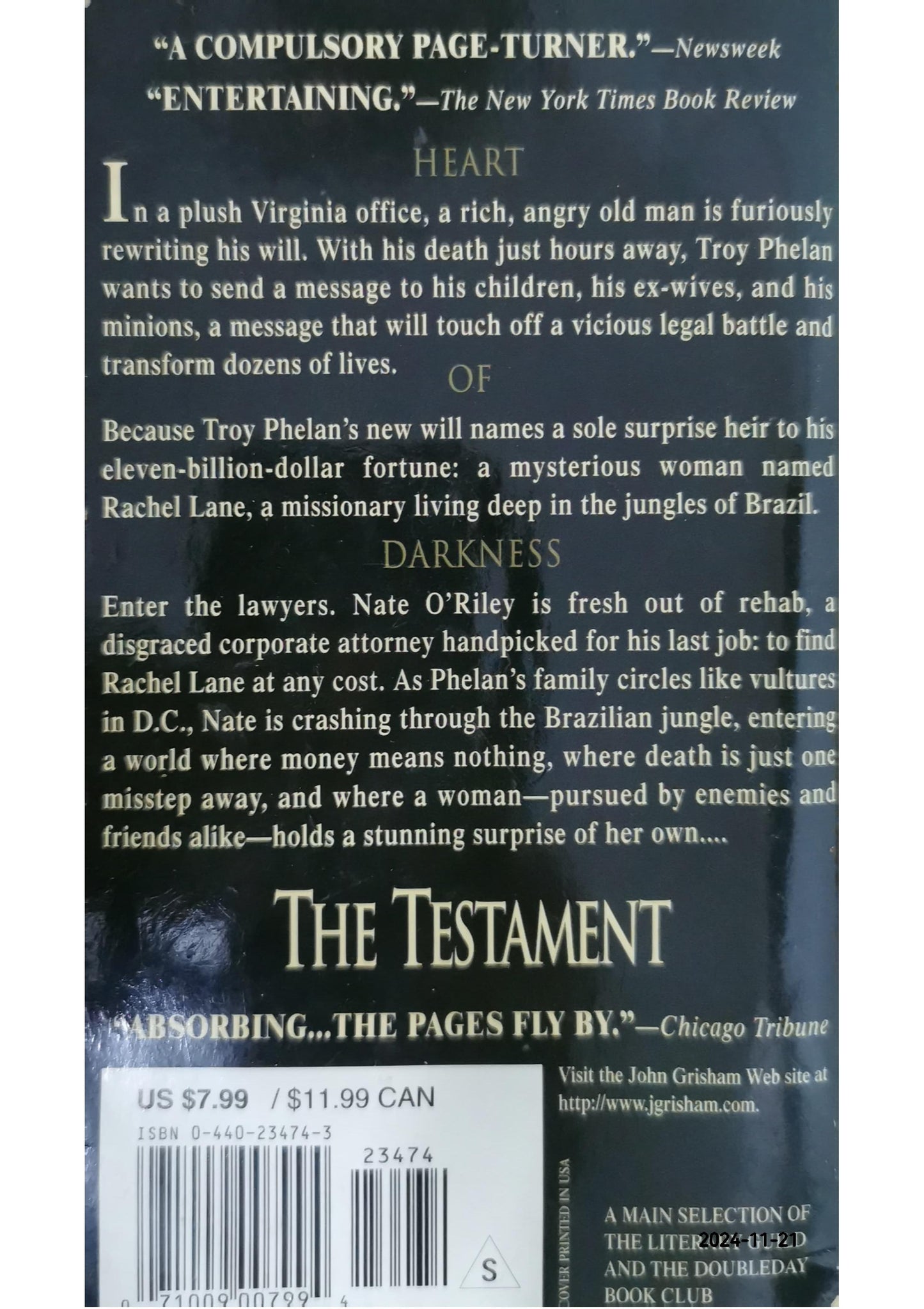 The Testament Book by John Grisham