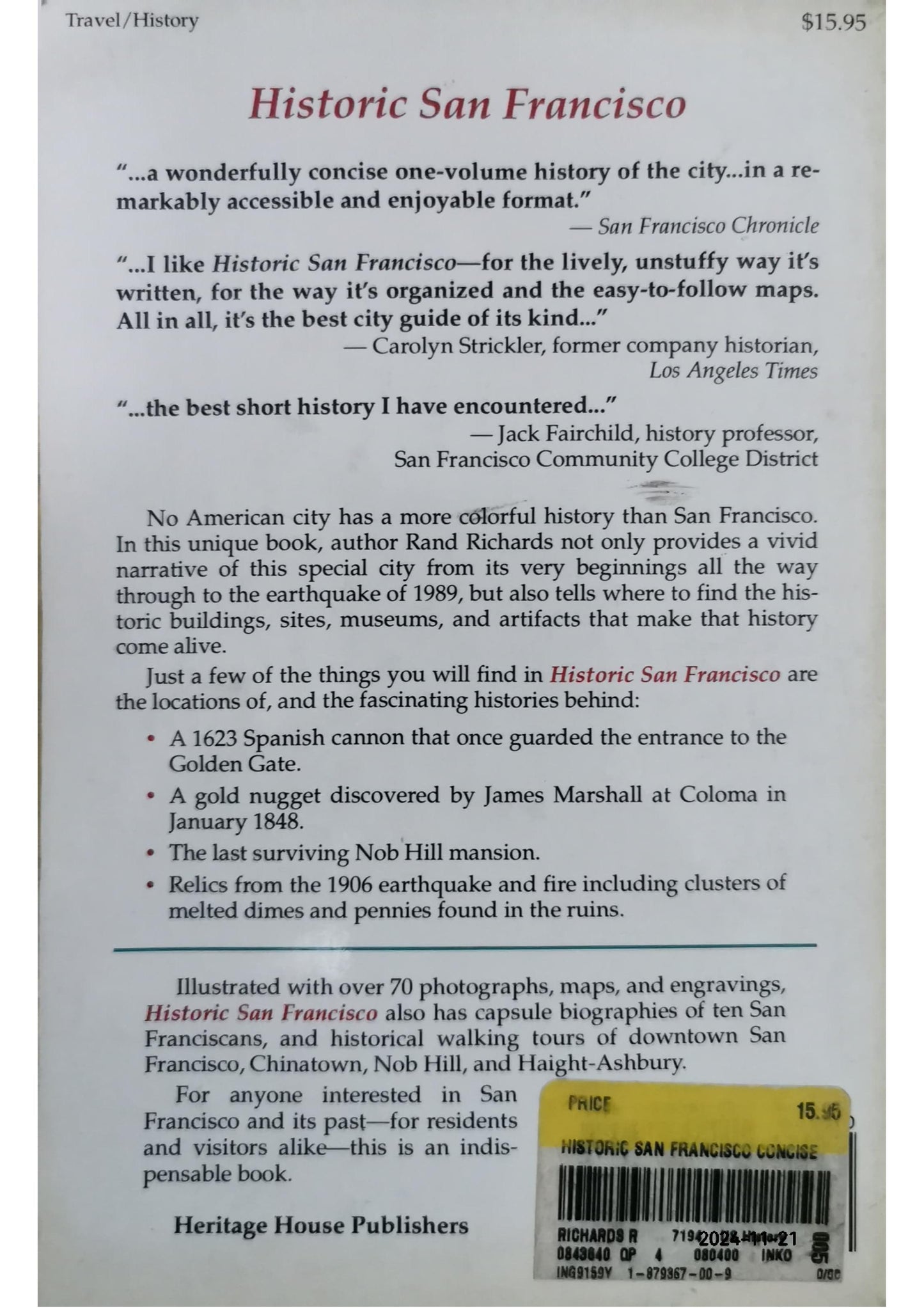 Historic San Francisco: A Concise History and Guide Paperback – by Rand Richards