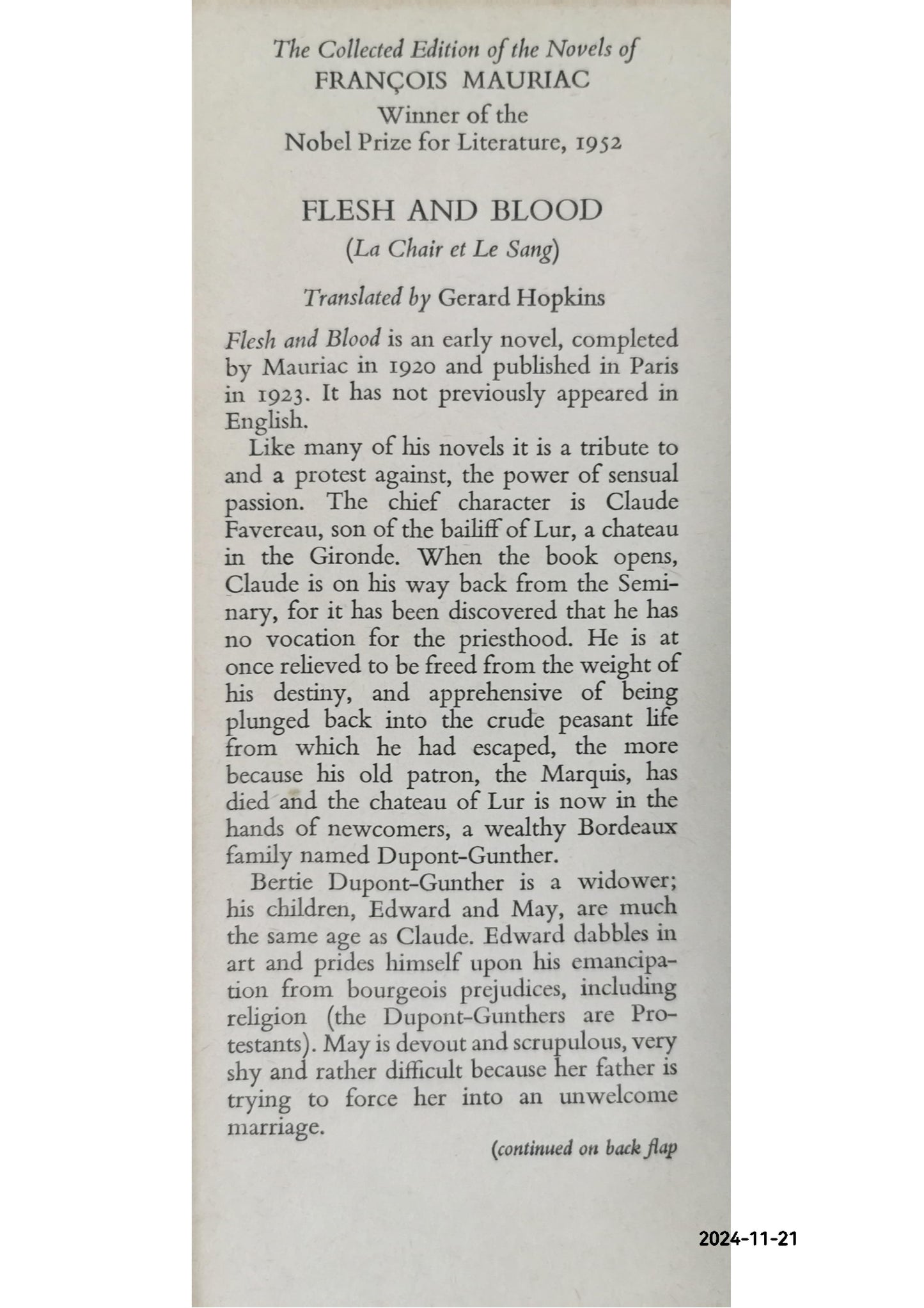 Flesh and Blood Book by François Mauriac