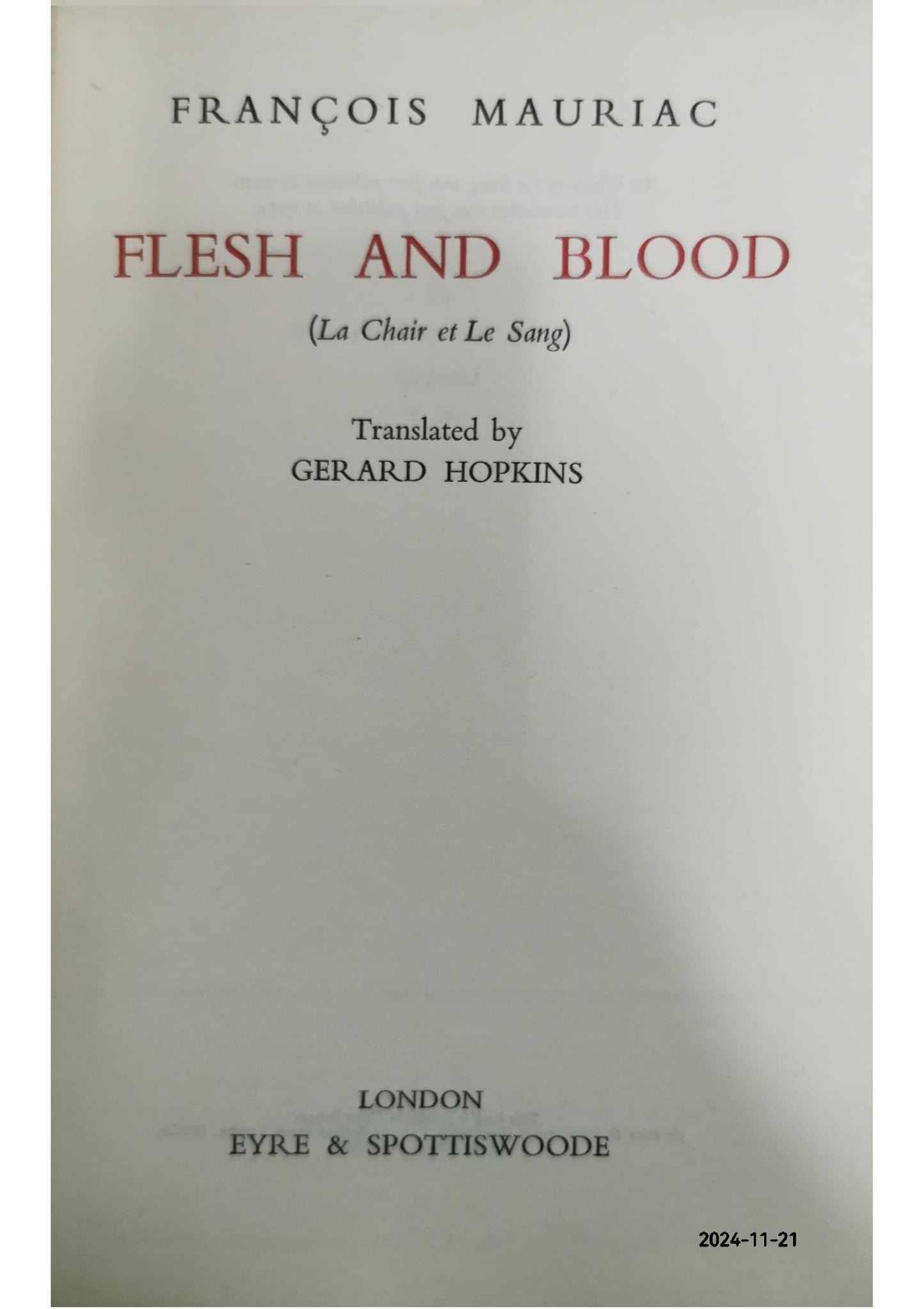 Flesh and Blood Book by François Mauriac