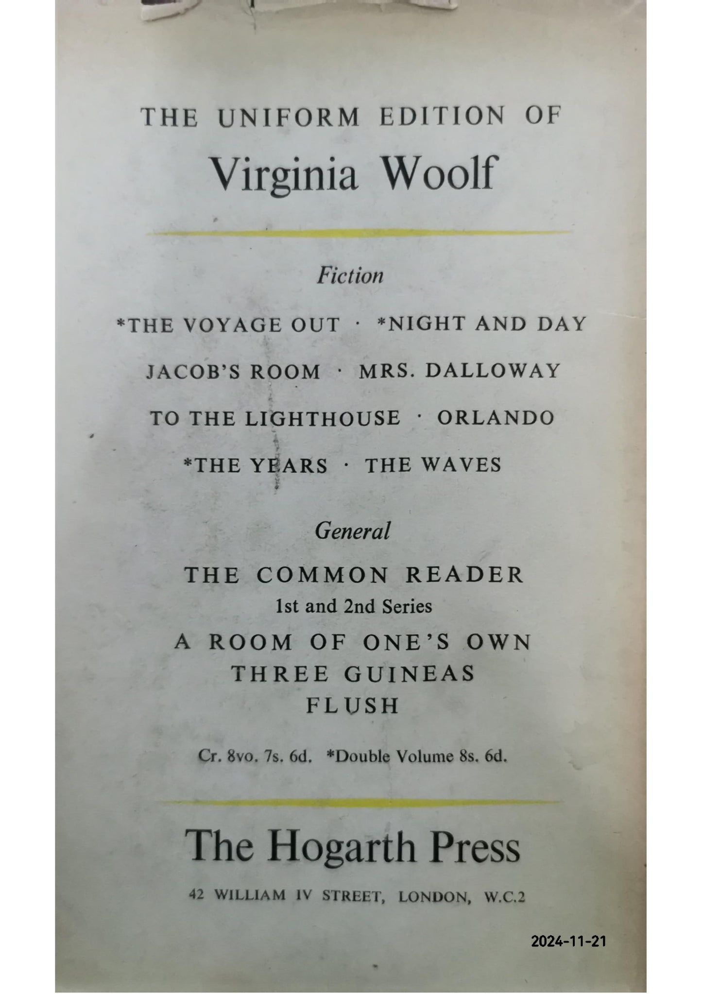 The Captain's Death Bed Book by Virginia Woolf