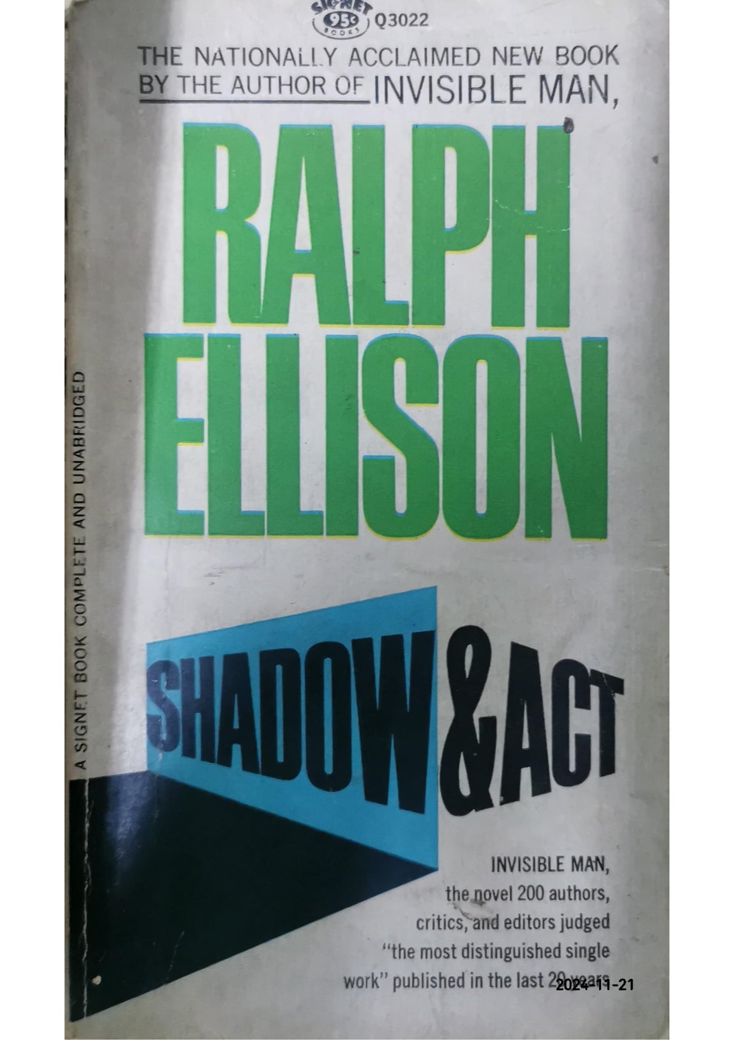 Shadow and Act Book by Ralph Ellison