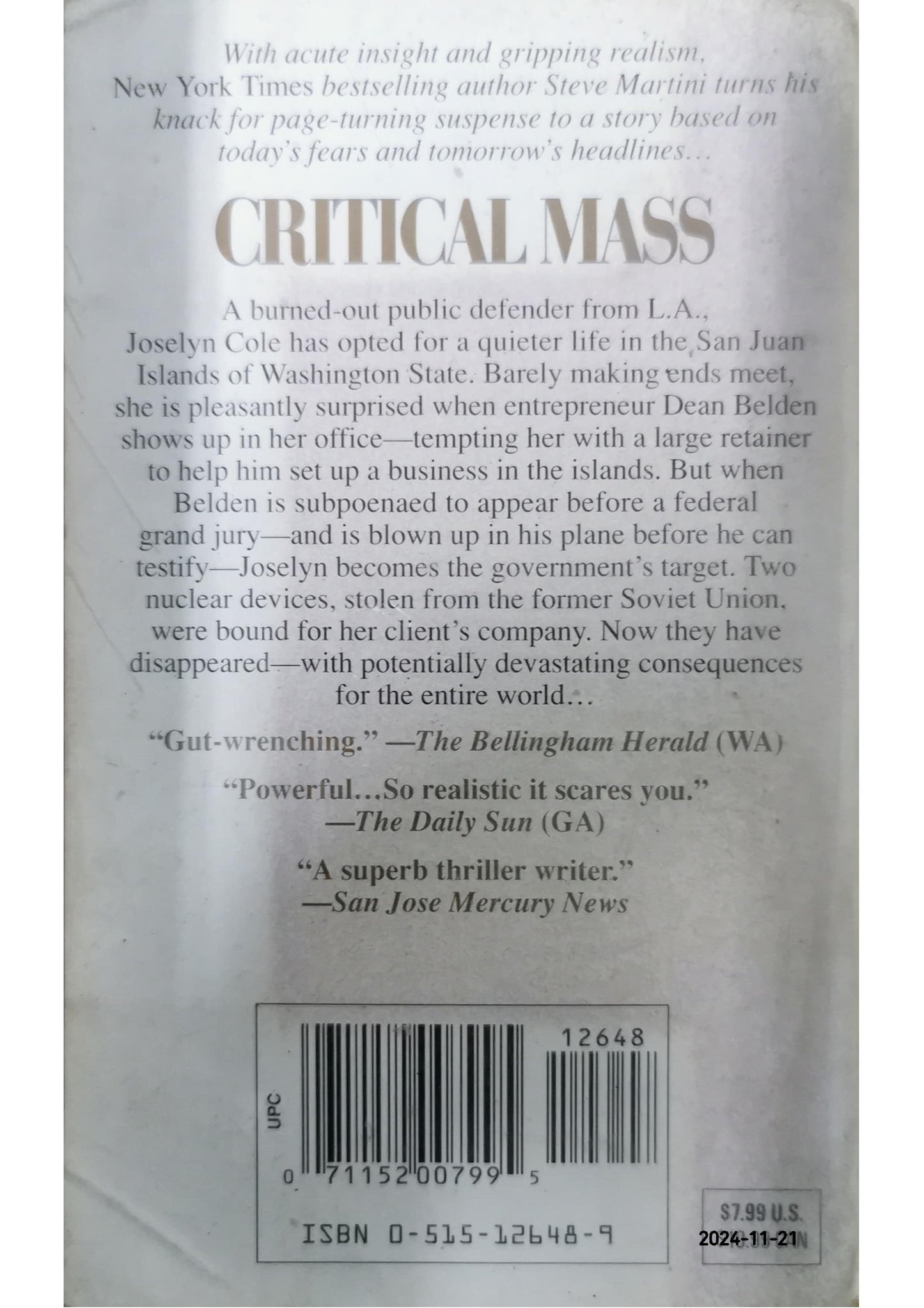 Critical mass Book by Steve Martini