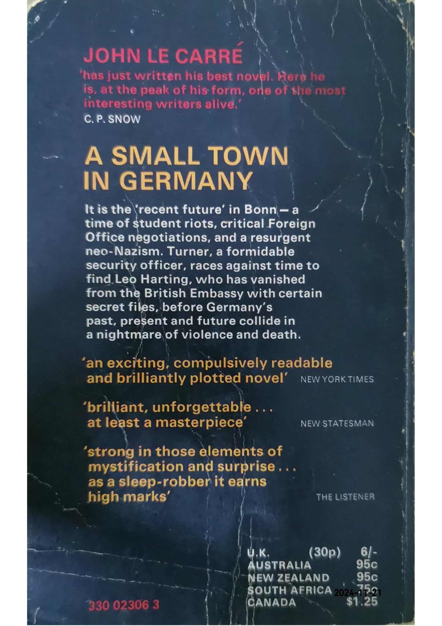 A Small Town in Germany Novel by John le Carré