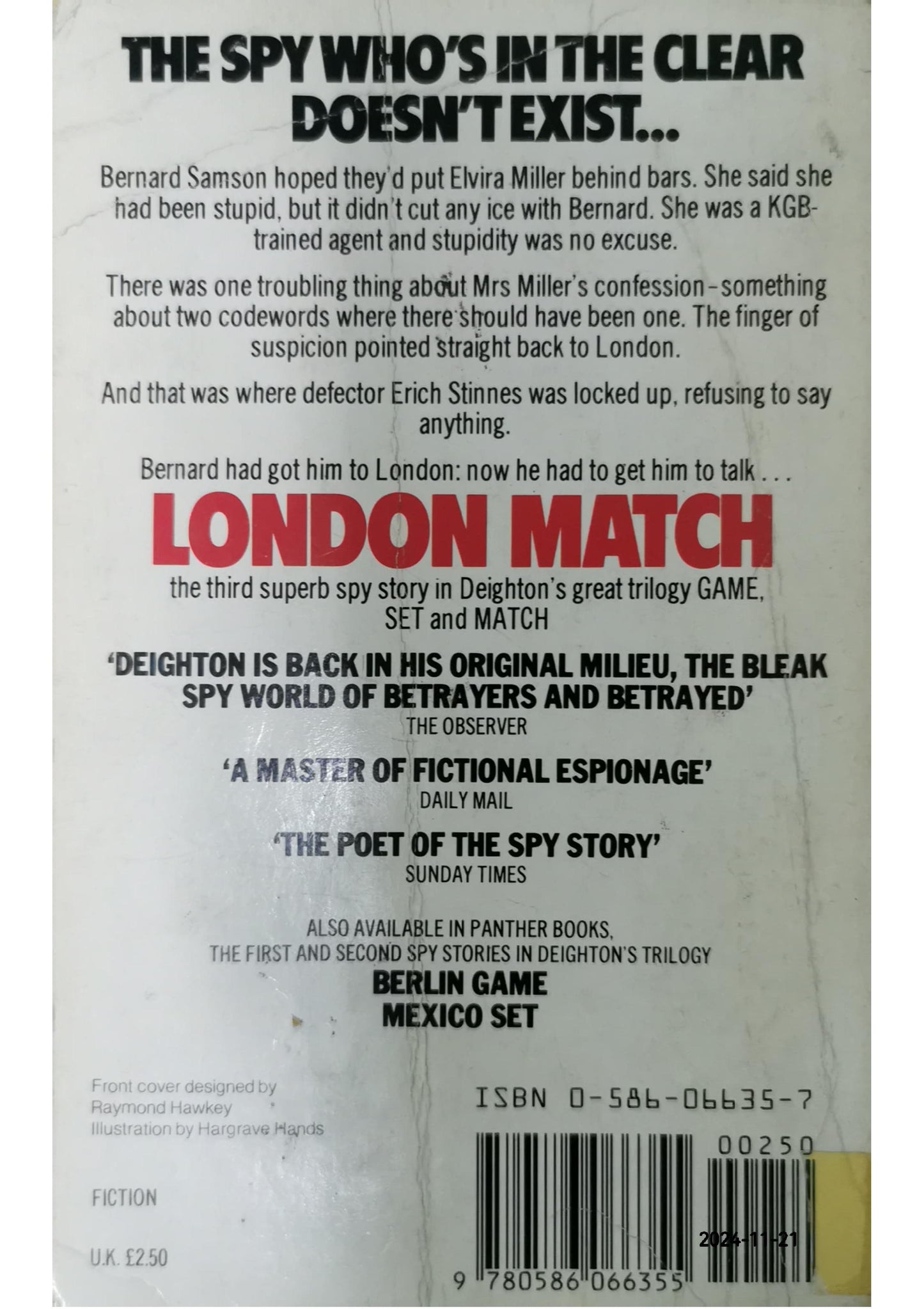 London Match Novel by Len Deighton