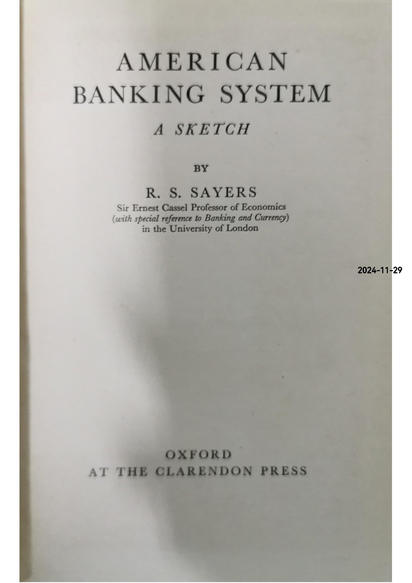 American Banking System Hardcover – January 1, 1948 by R S Sayers (Author)