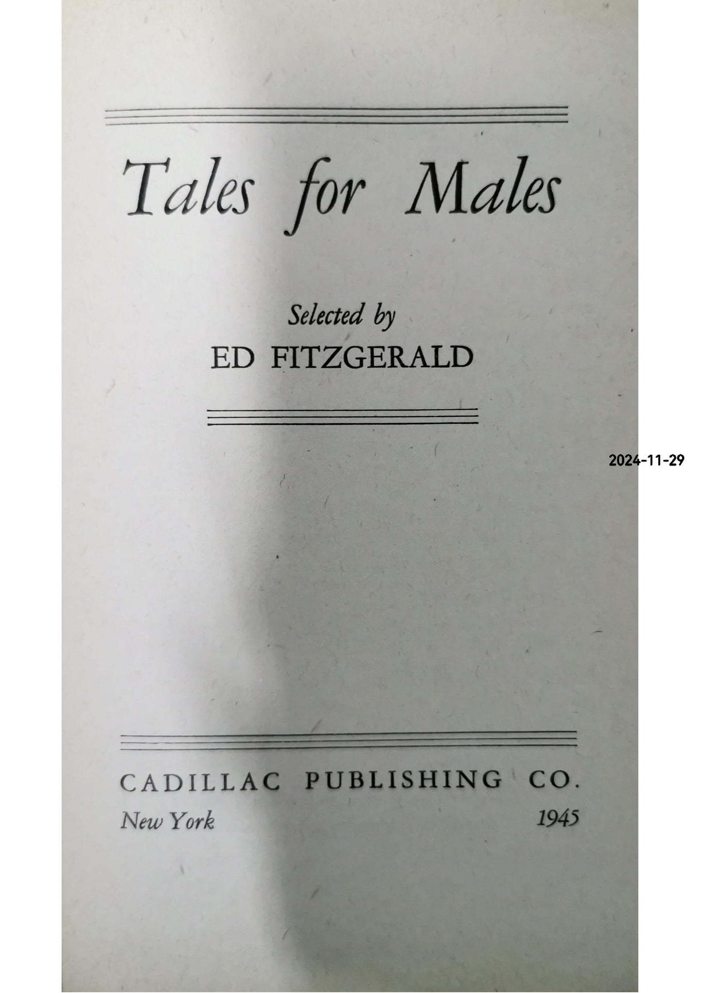 Tales for Males Hardcover – January 1, 1945 by Ed Fitzgerald (Editor)