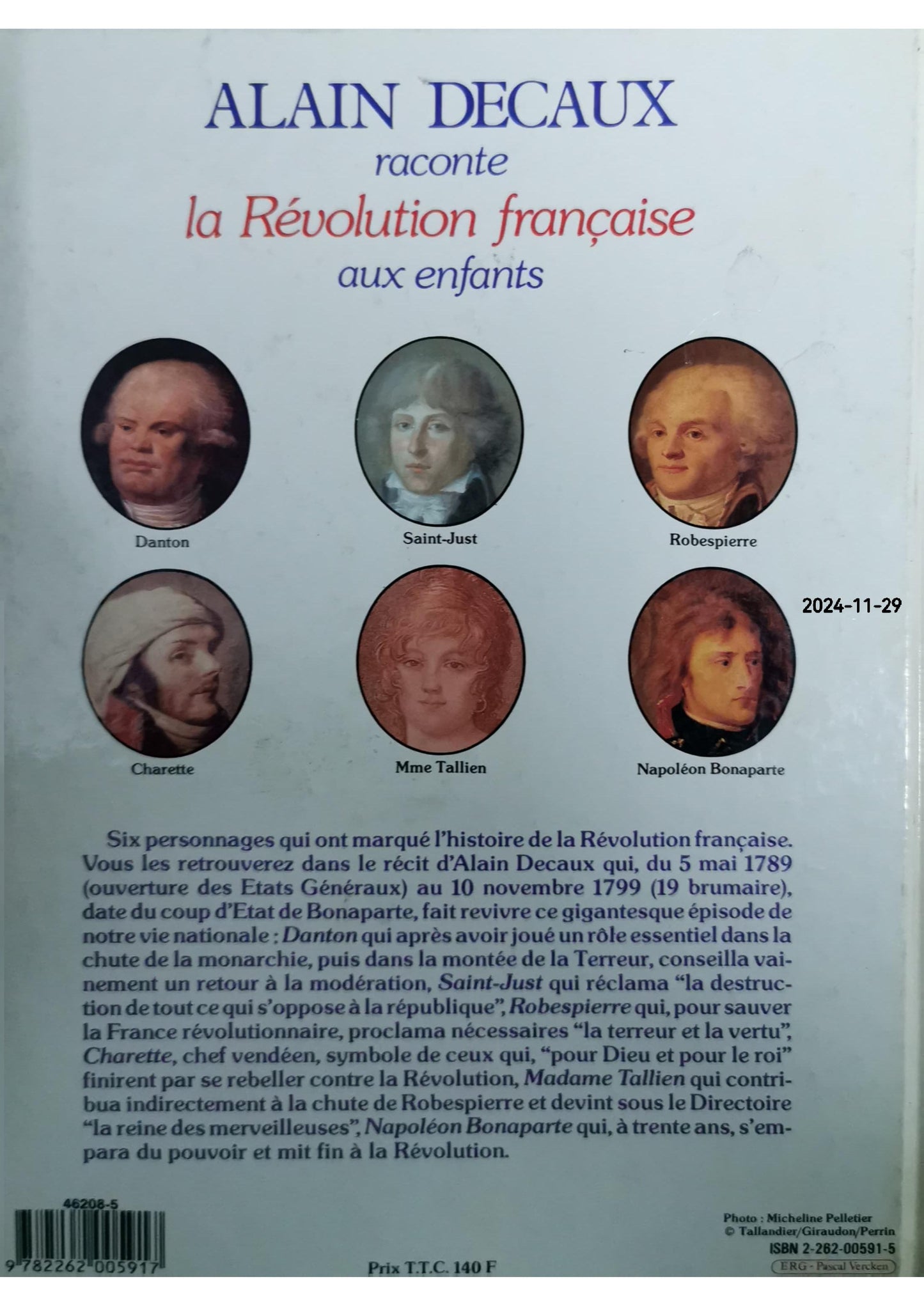 Alain Decaux raconte la Révolution française aux enfants Relié – 1 juillet 1989 de Alain Decaux (Auteur)