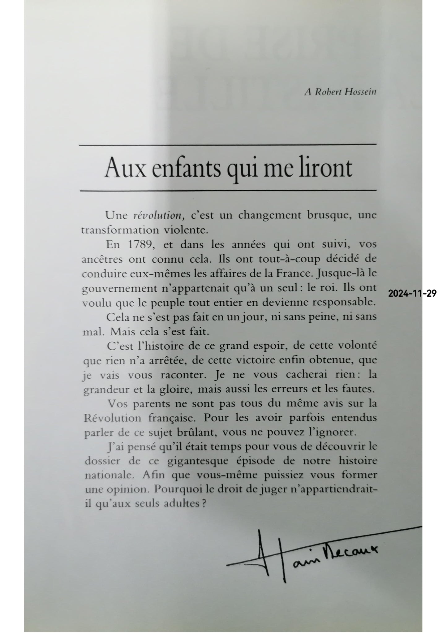 Alain Decaux raconte la Révolution française aux enfants Relié – 1 juillet 1989 de Alain Decaux (Auteur)