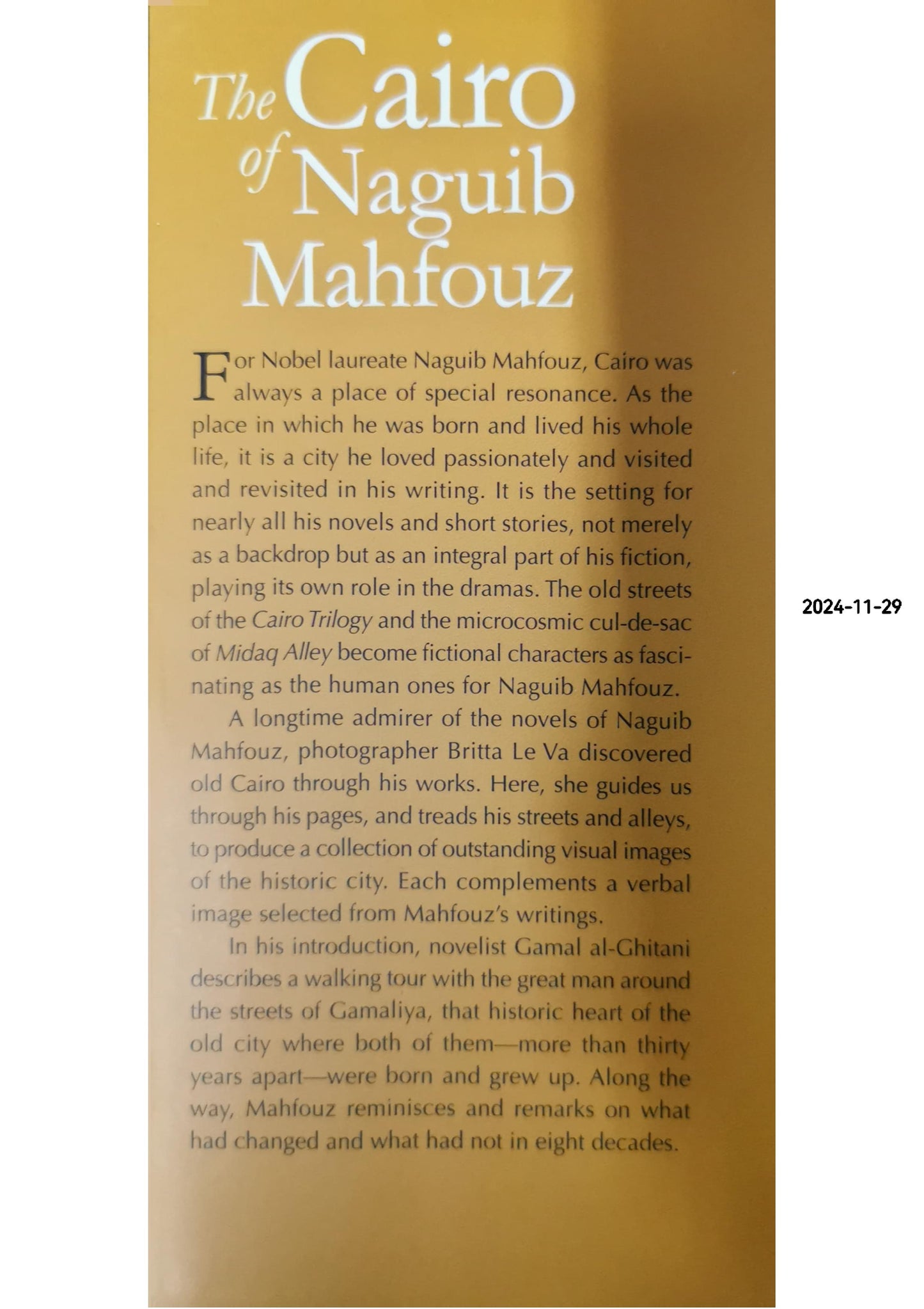 The Cairo of Naguib Mahfouz Hardcover – September 15, 2012 by Britta Le Va (Photographer), Naguib Mahfouz