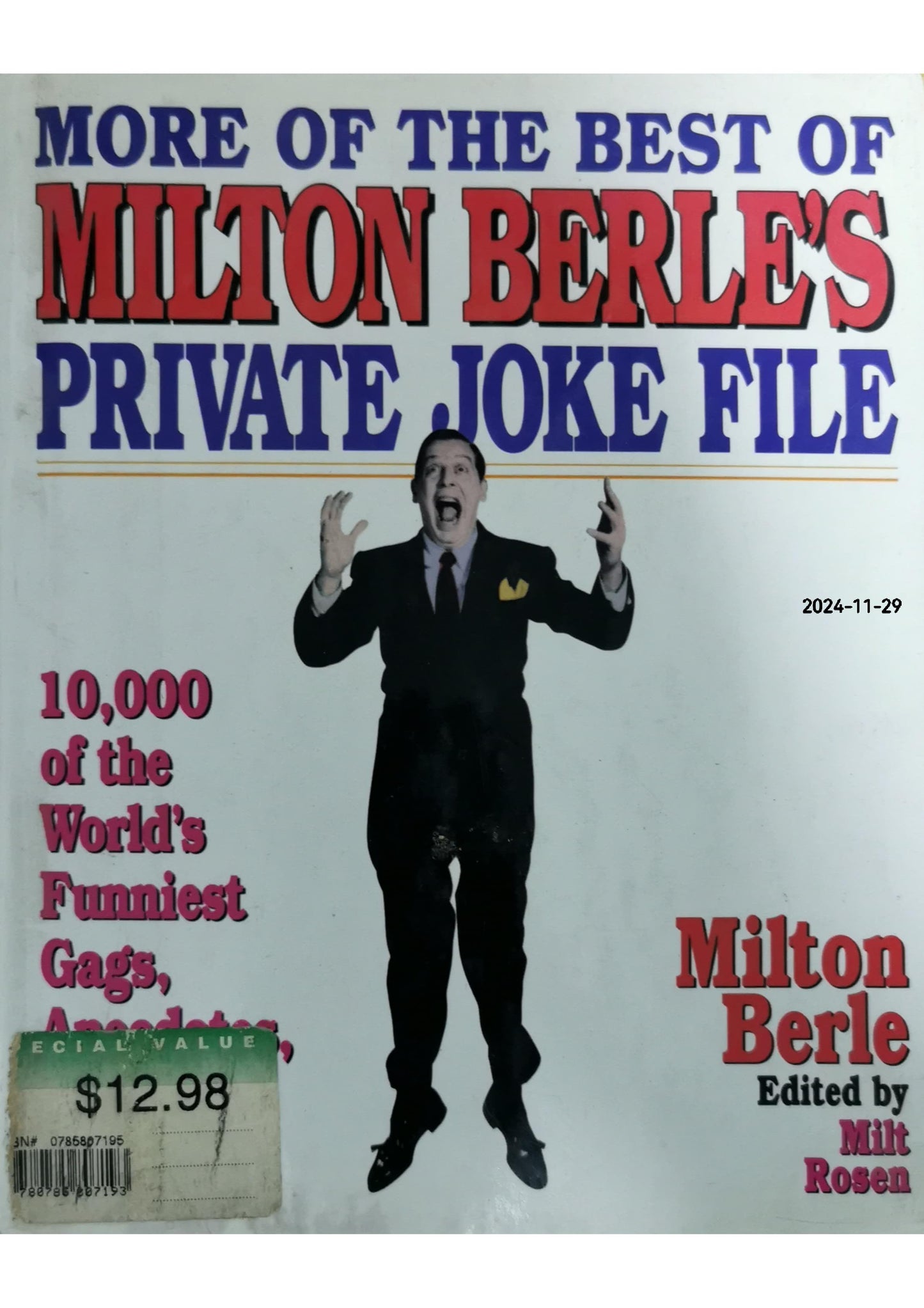 Milton Berle's Private Joke File: Over 10,000 of His Best Gags, Anecdotes, and One-Liners Hardcover–  by Milton Berle