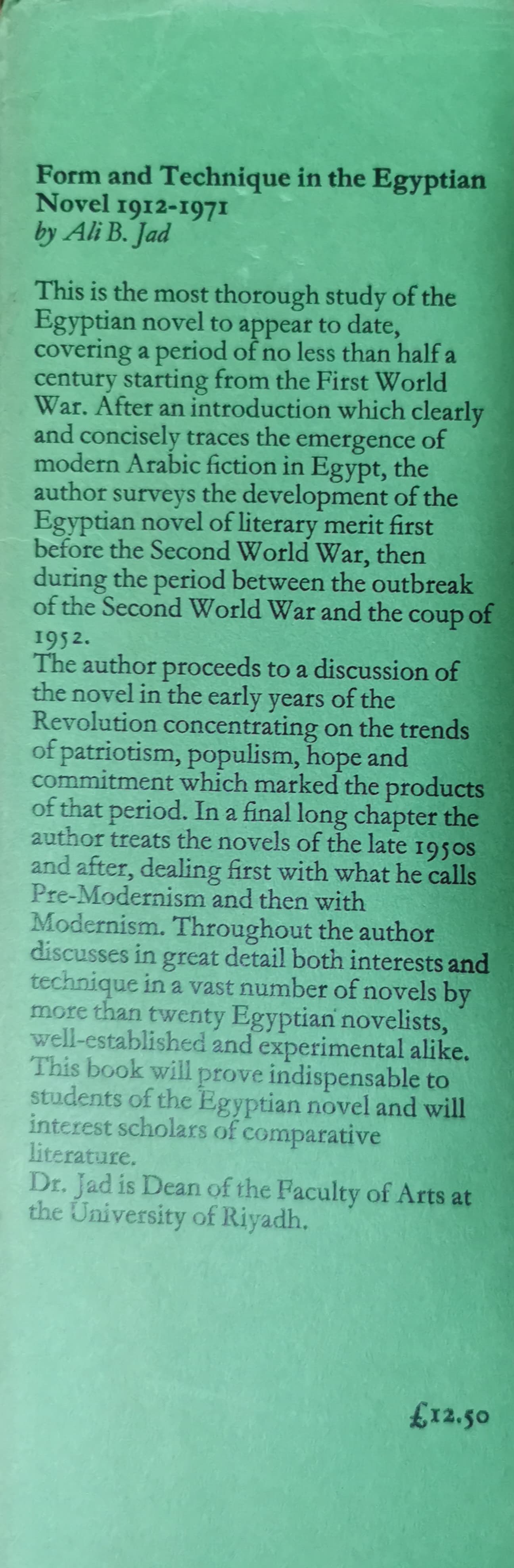 Form and Technique in the Egyptian Novel, 1912-71 Hardcover – Import, January 1, 1983 by Ali B. Jad (Author)