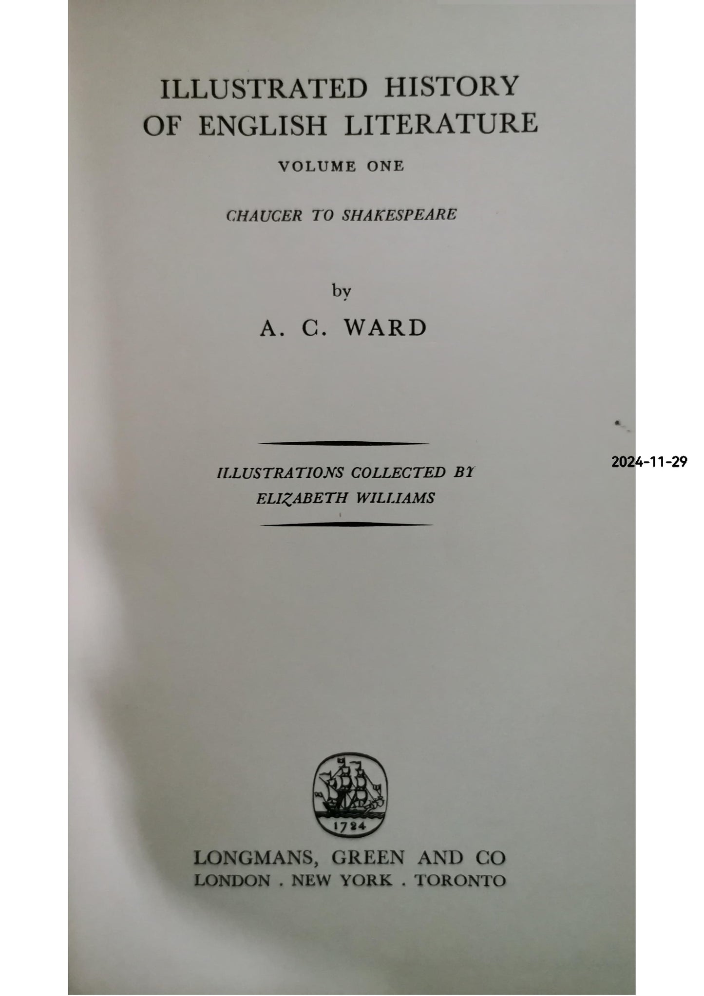 Illustrated History of English Literature, Volume One, Fourth Impression Hardcover – January 1, 1958 by A. C. Ward (Author)