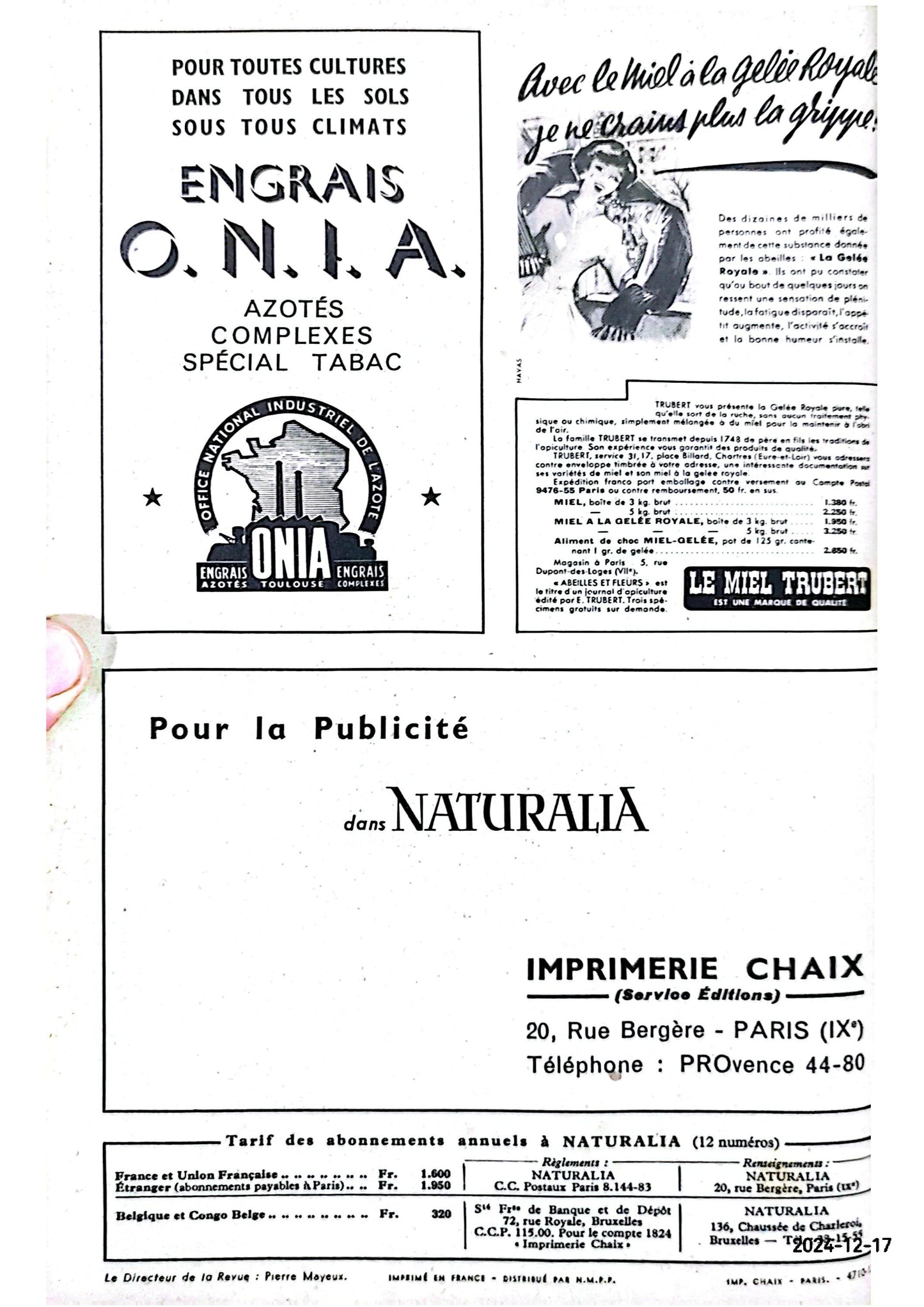 La Nature Revue des Sciences, Année Complète 1955 - Hardcover (likely bound edition)