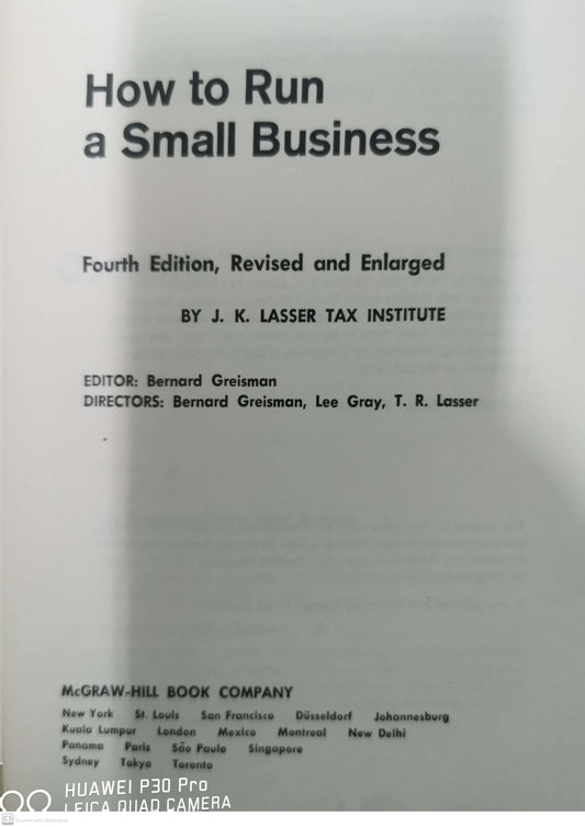 How to Run a Small Business Hardcover – January 1, 1982 by Bernard Greisman