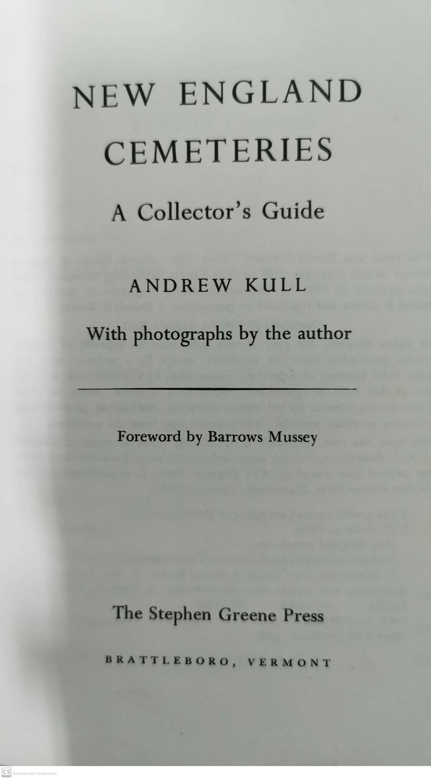 New England Cemeteries: A Collector's Guide Hardcover –  by Andrew Kull