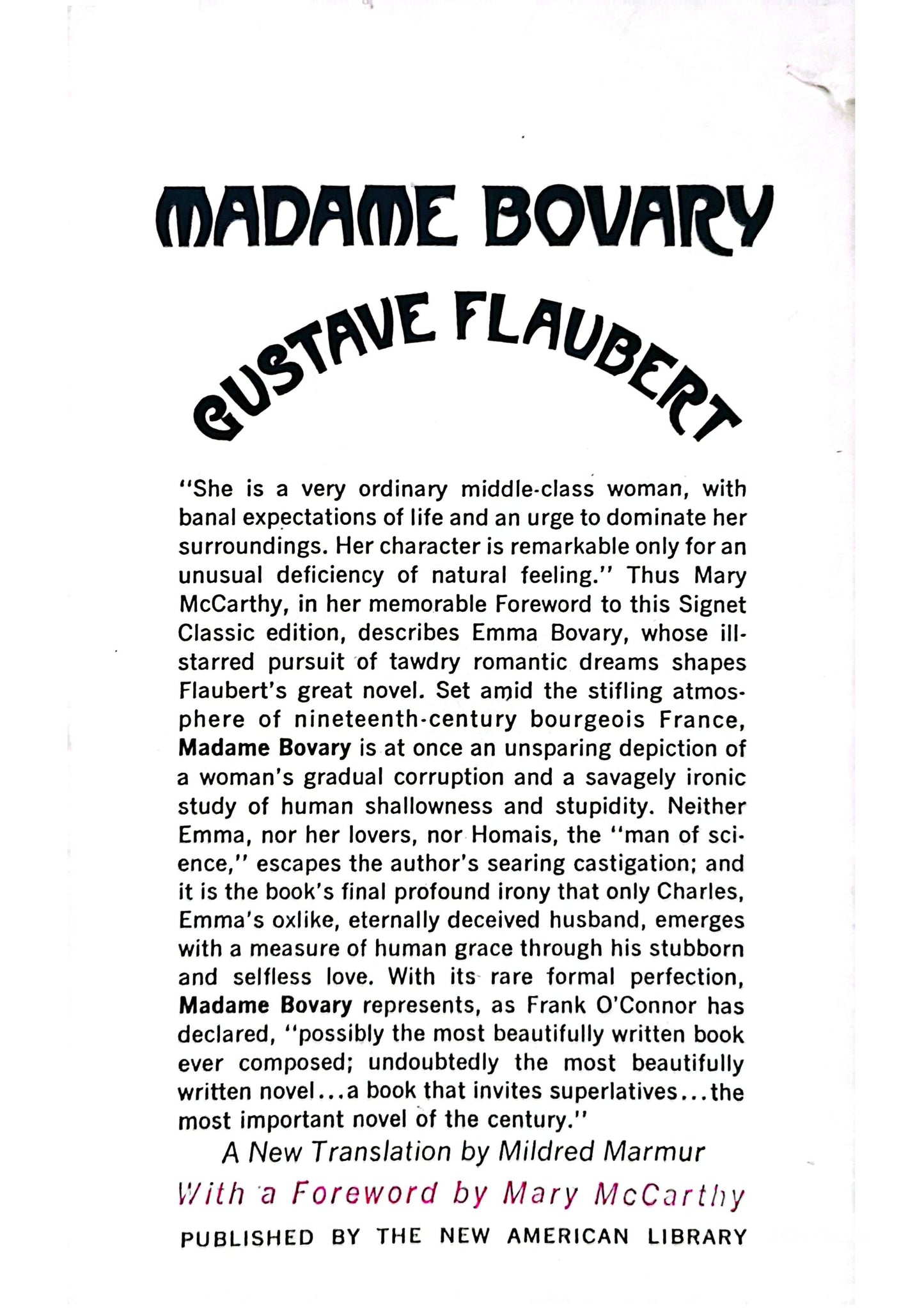 Madame Bovary Novel by Gustave Flaubert