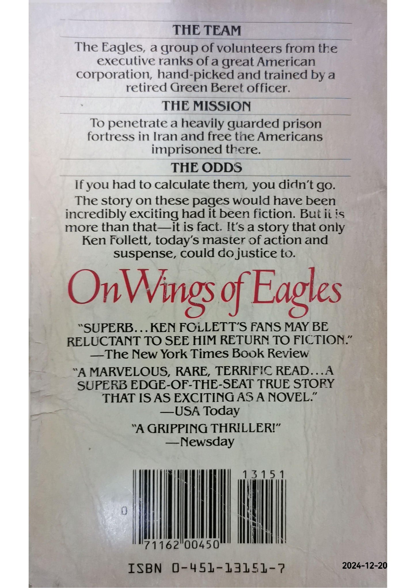 On Wings of Eagles: The Inspiring True Story of One Man's Patriotic Spirit--and His Heroic Mission to Save His Countrymen Paperback –  by Ken Follett (Author)