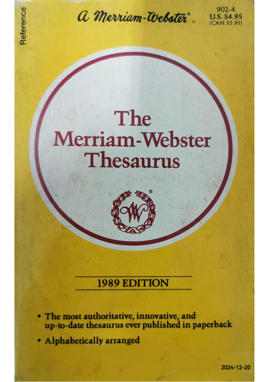 The Merriam Webster Thesaurus Paperback – January 1, 1989 by Staff of Publisher (Author)