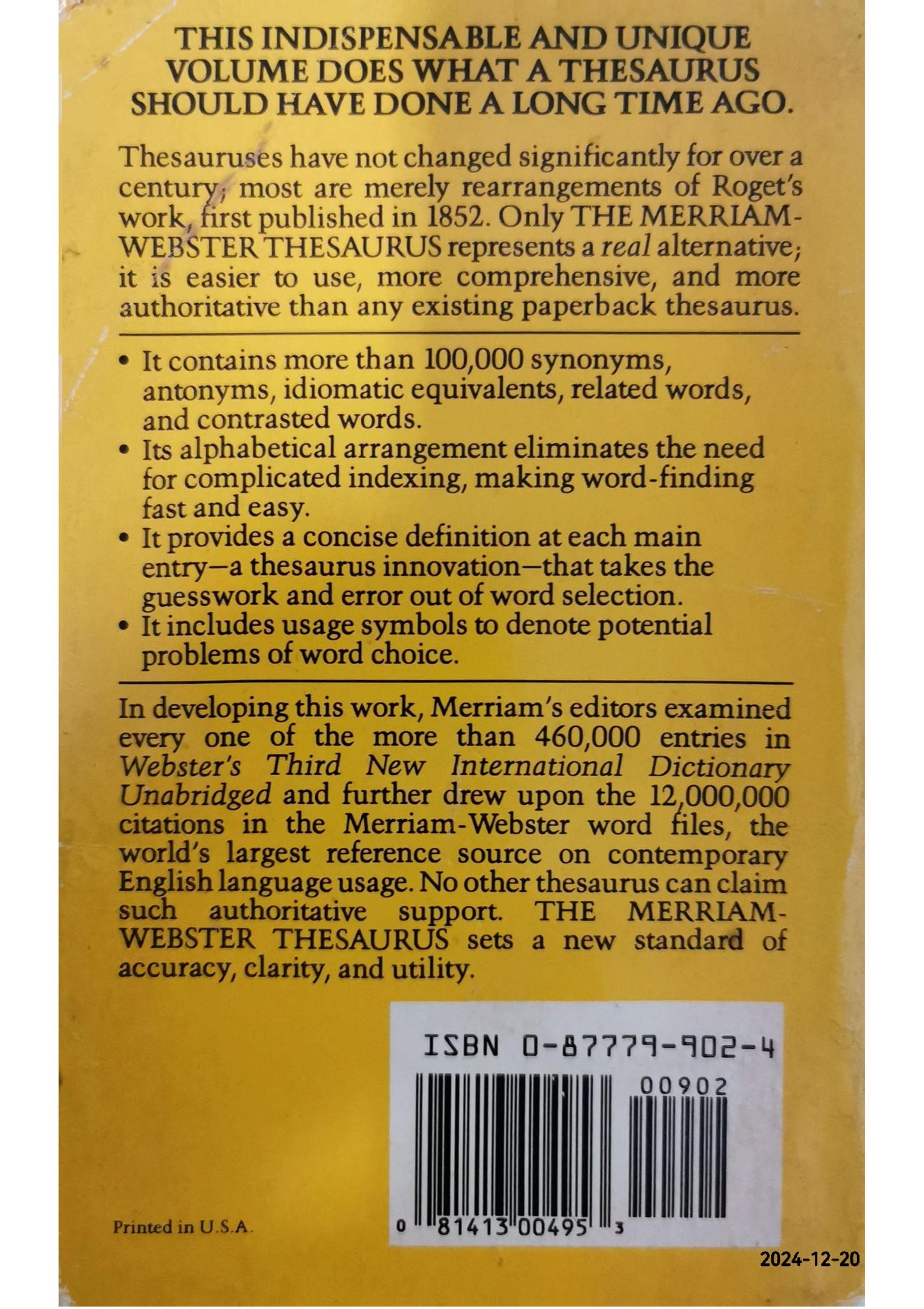 The Merriam Webster Thesaurus Paperback – January 1, 1989 by Staff of Publisher (Author)