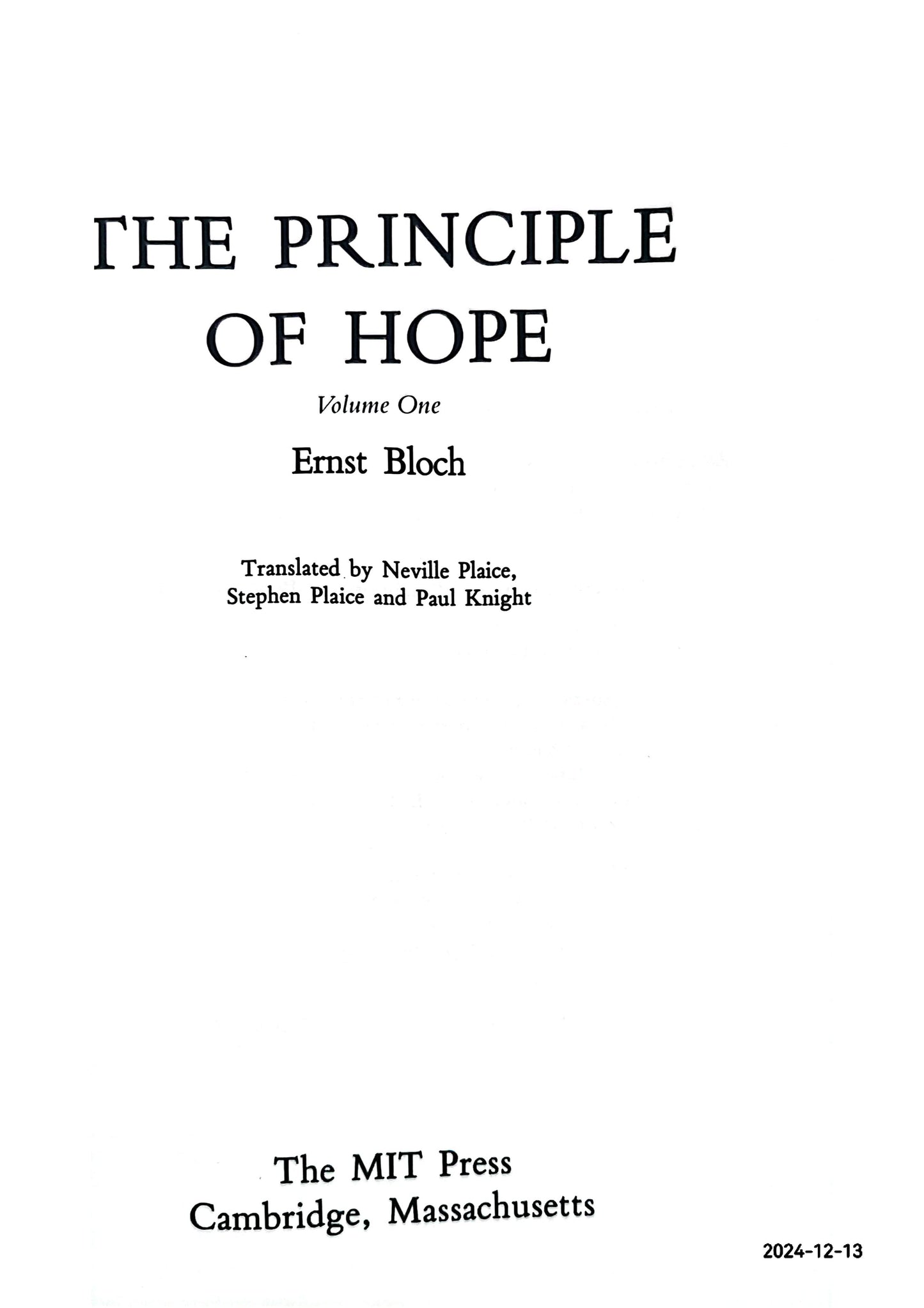 The Principle of Hope (Studies in Contemporary ) -Paperback- (English) English Edition  by Ernst Bloch (Author)