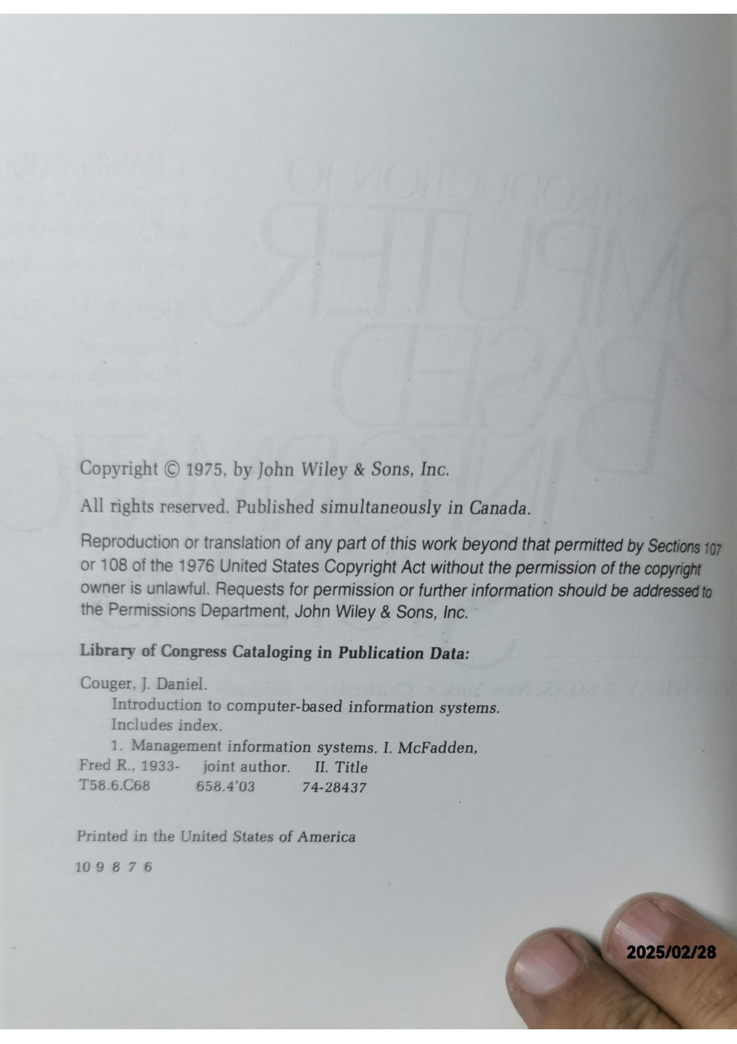 Introduction to Computer-Based Information Systems Hardcover – January 1, 1975 by Fred R. Couger, J. Daniel; McFadden (Author)