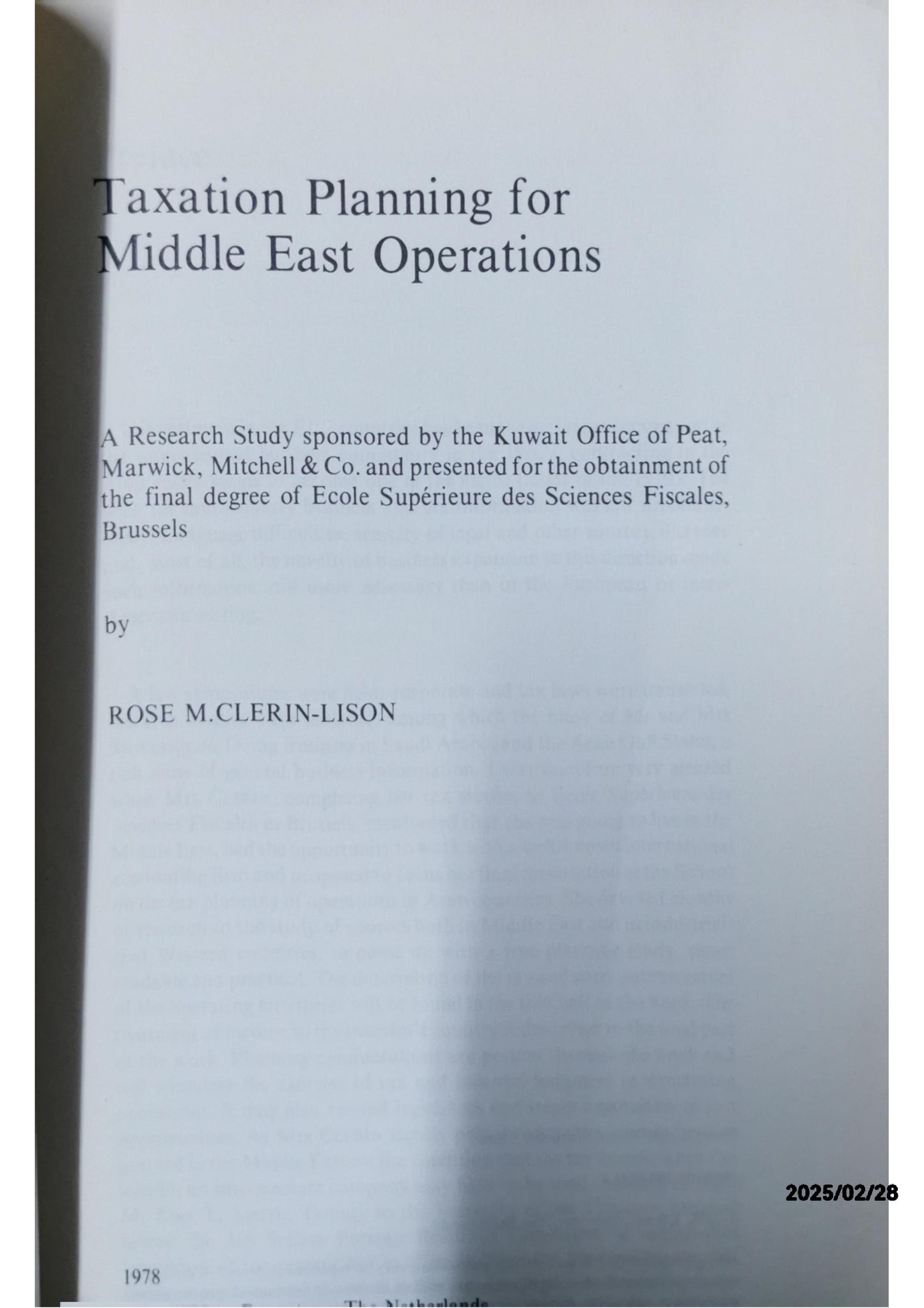 Taxation Planning for Middle East Operations - Rose M. Clerin