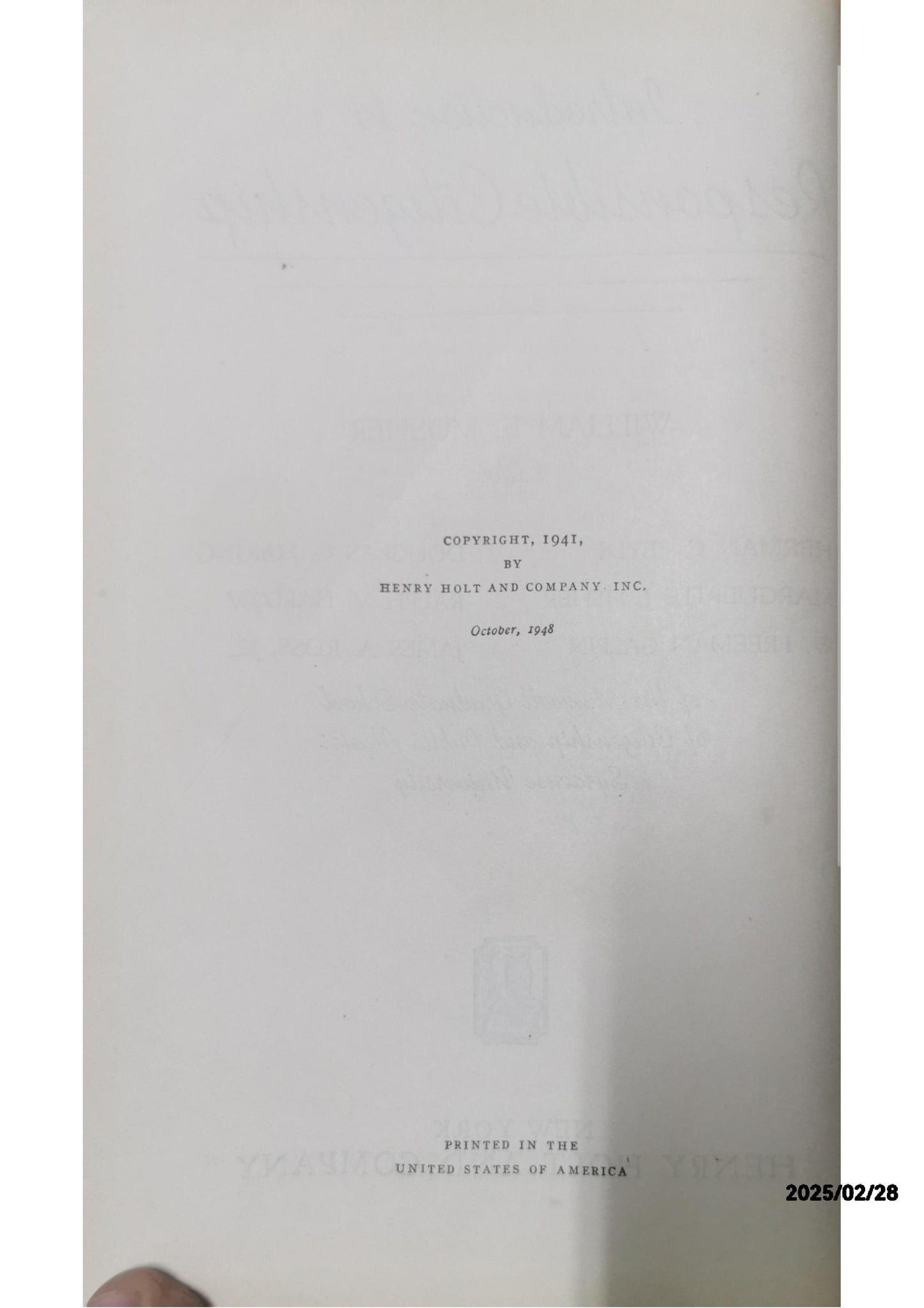 Introduction to Responsible Citizenship. Edited by William E. Mosher. (New York: Henry Holt and Company. 1941. Pp. 887. $3.25.)