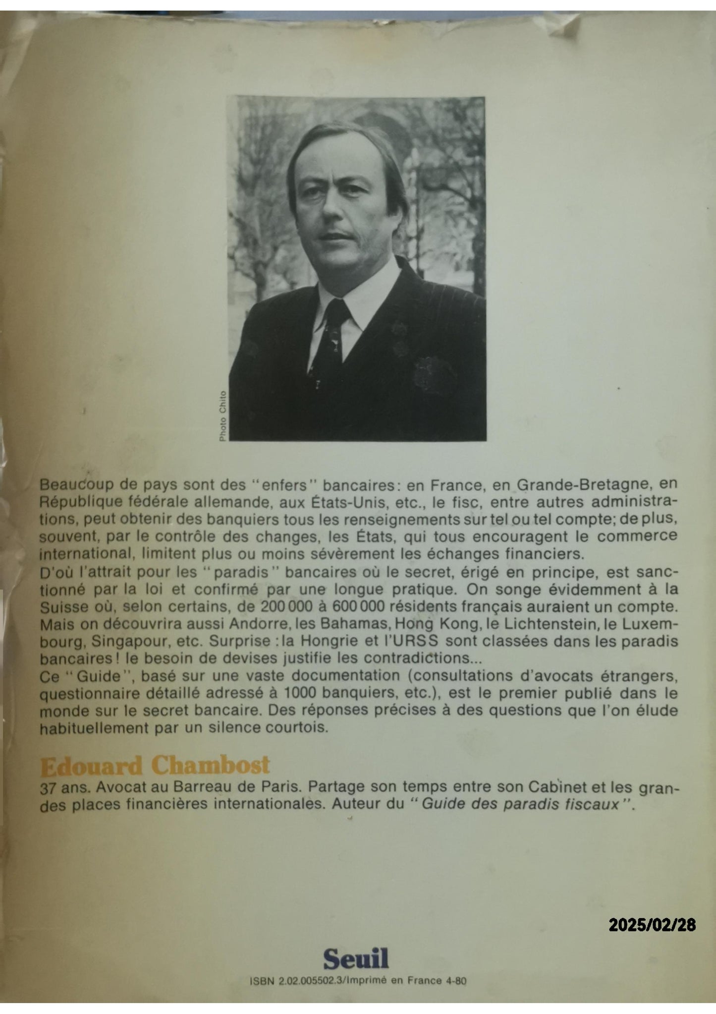 Guide mondial des secrets bancaires Broché – 1 avril 1980 de Edouard Chambost (Auteur)