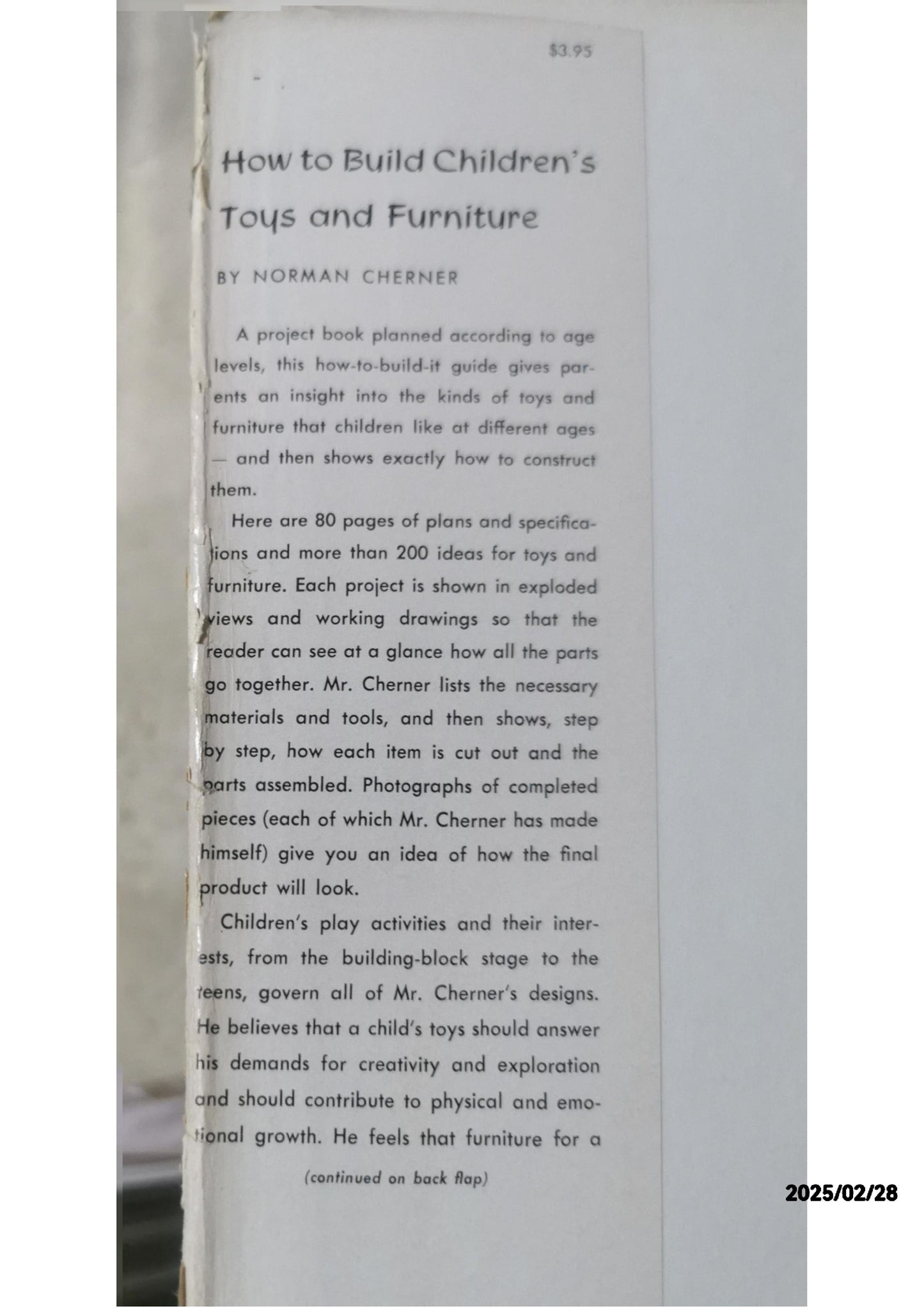 How to Build Children's Toys and Furniture Hardcover – Import, January 1, 1954 by Norman Cherner (Author)