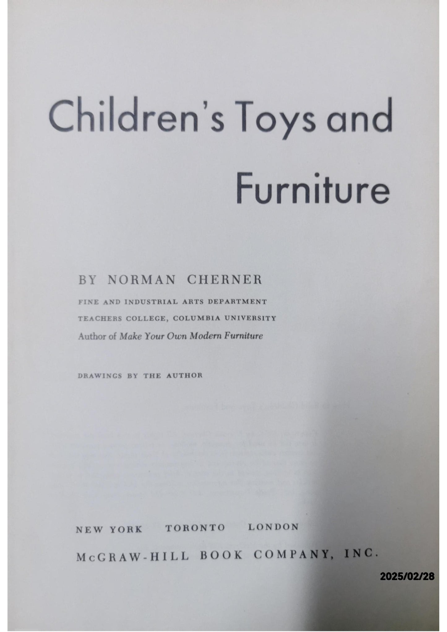 How to Build Children's Toys and Furniture Hardcover – Import, January 1, 1954 by Norman Cherner (Author)