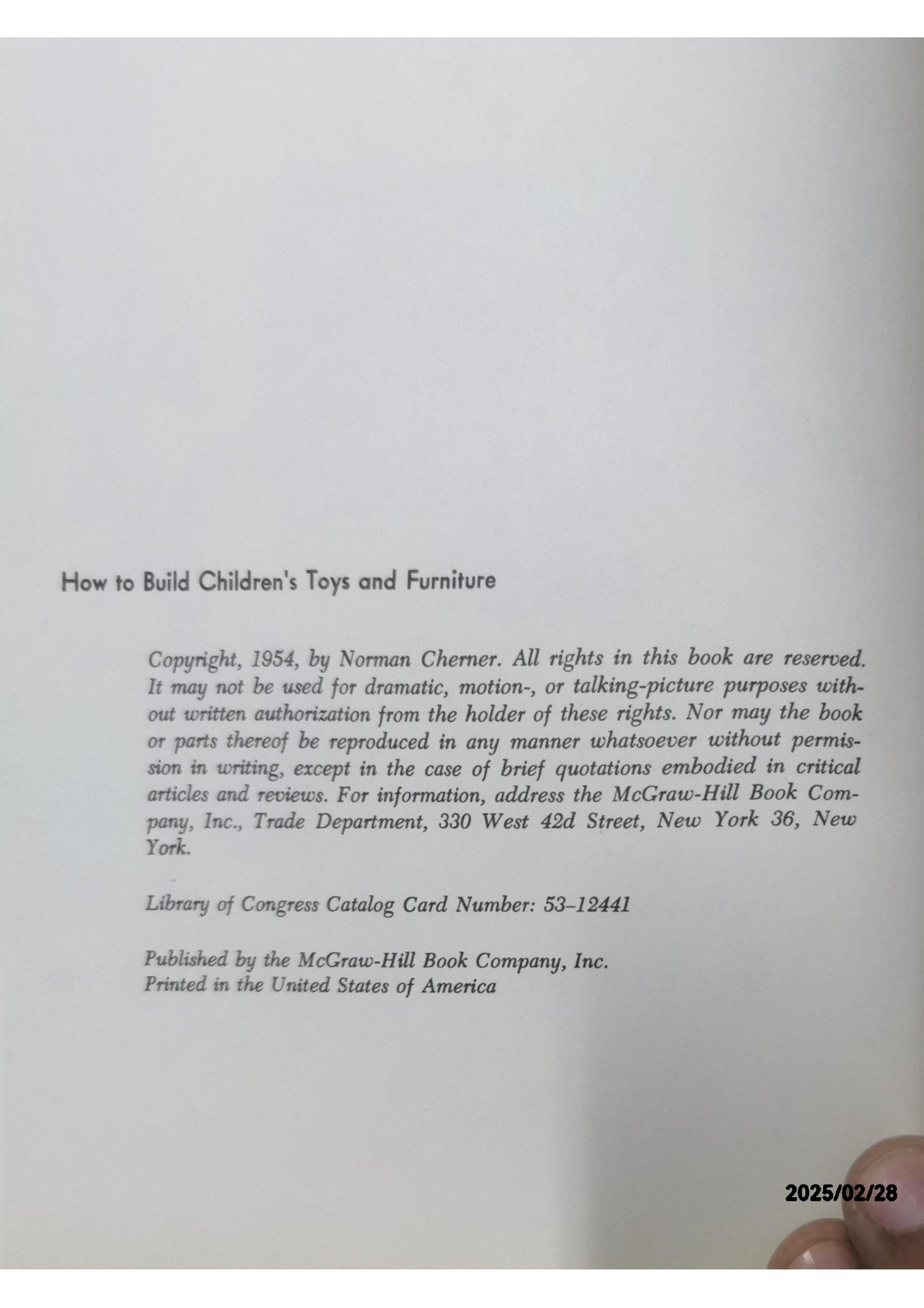 How to Build Children's Toys and Furniture Hardcover – Import, January 1, 1954 by Norman Cherner (Author)