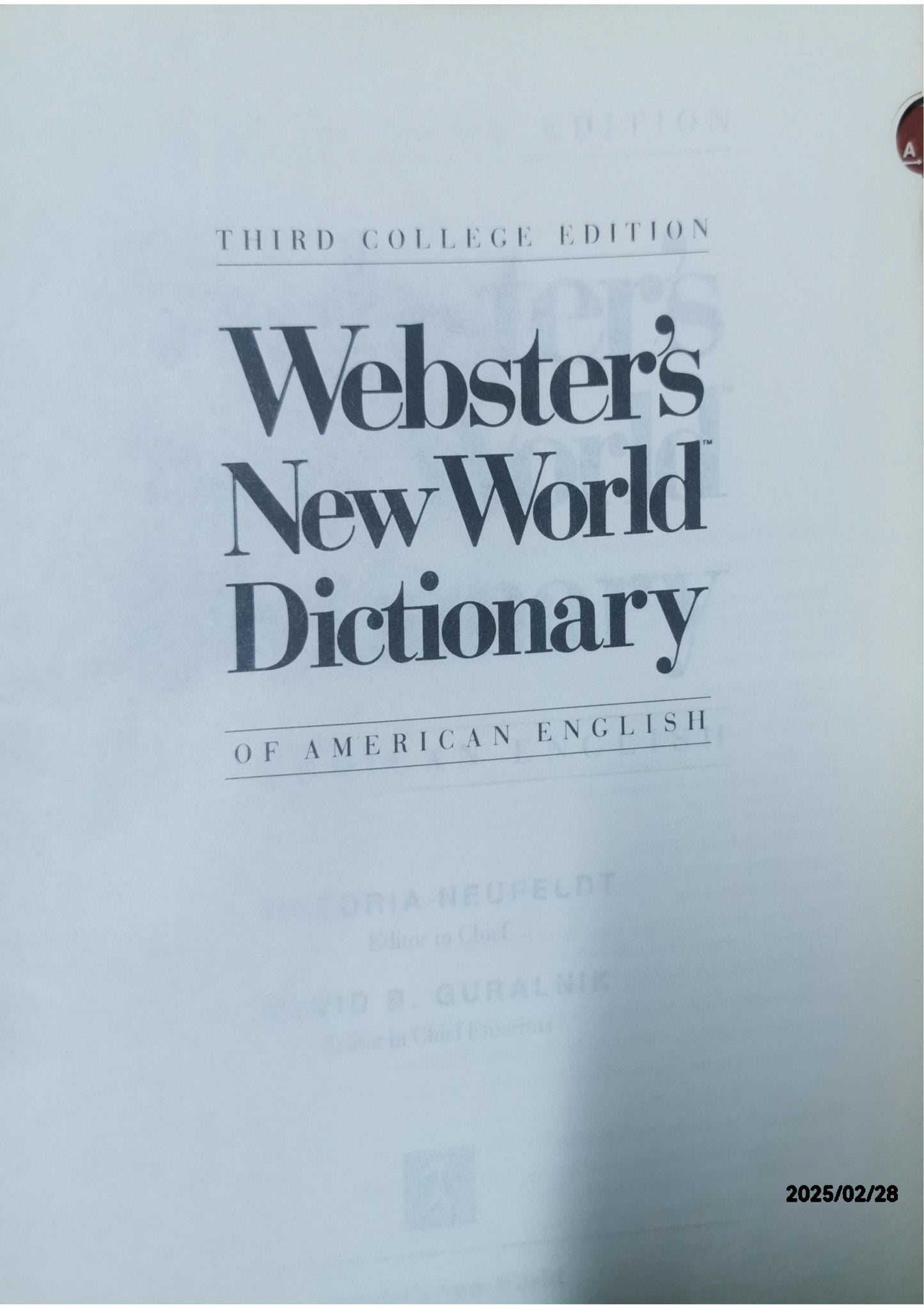 Webster's New World Dictionary. Third College Edition. Prentice Hall. Red