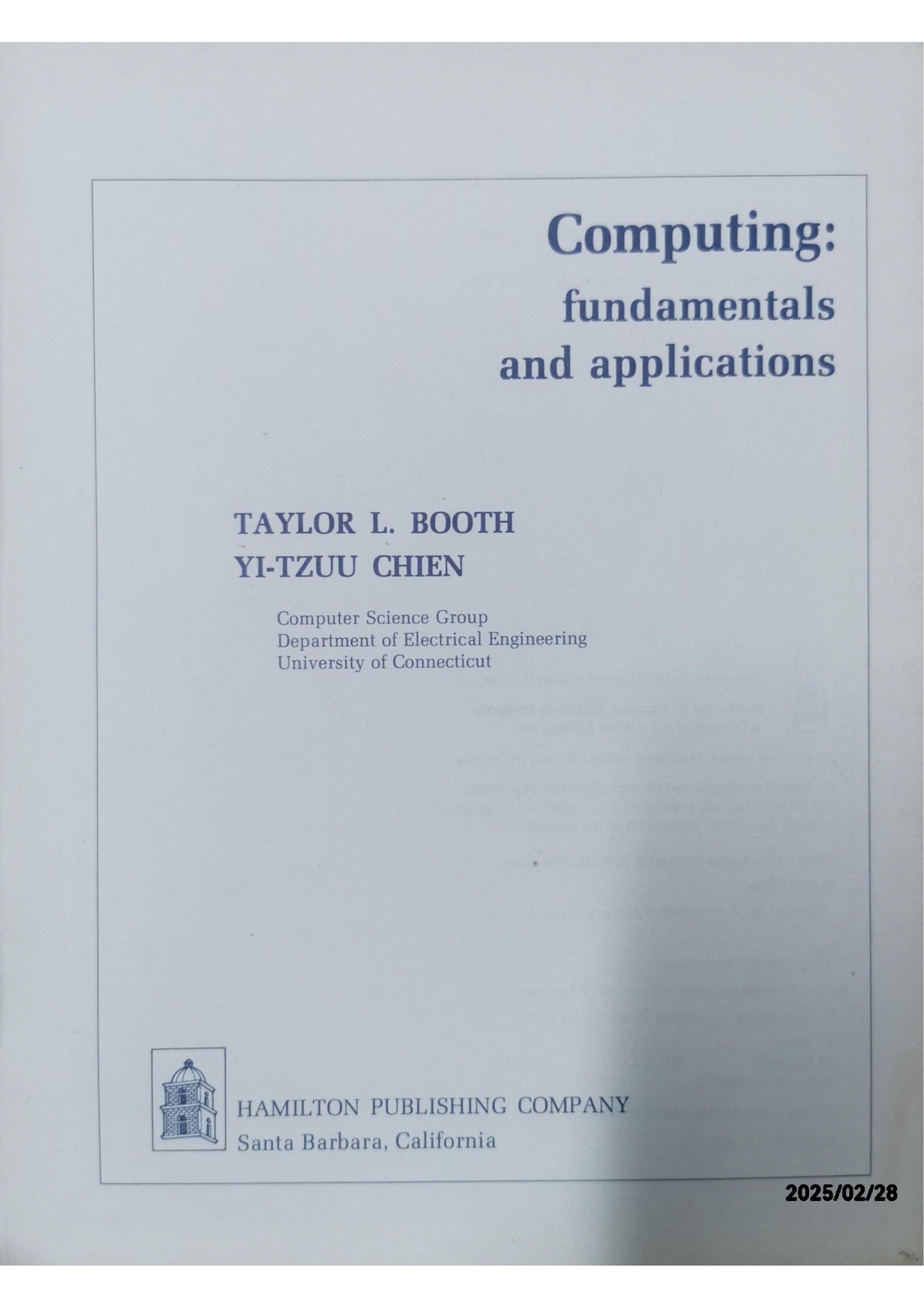 Computing: Fundamentals and Applications Paperback – January 1, 1974 by Taylor L. Booth (Author)