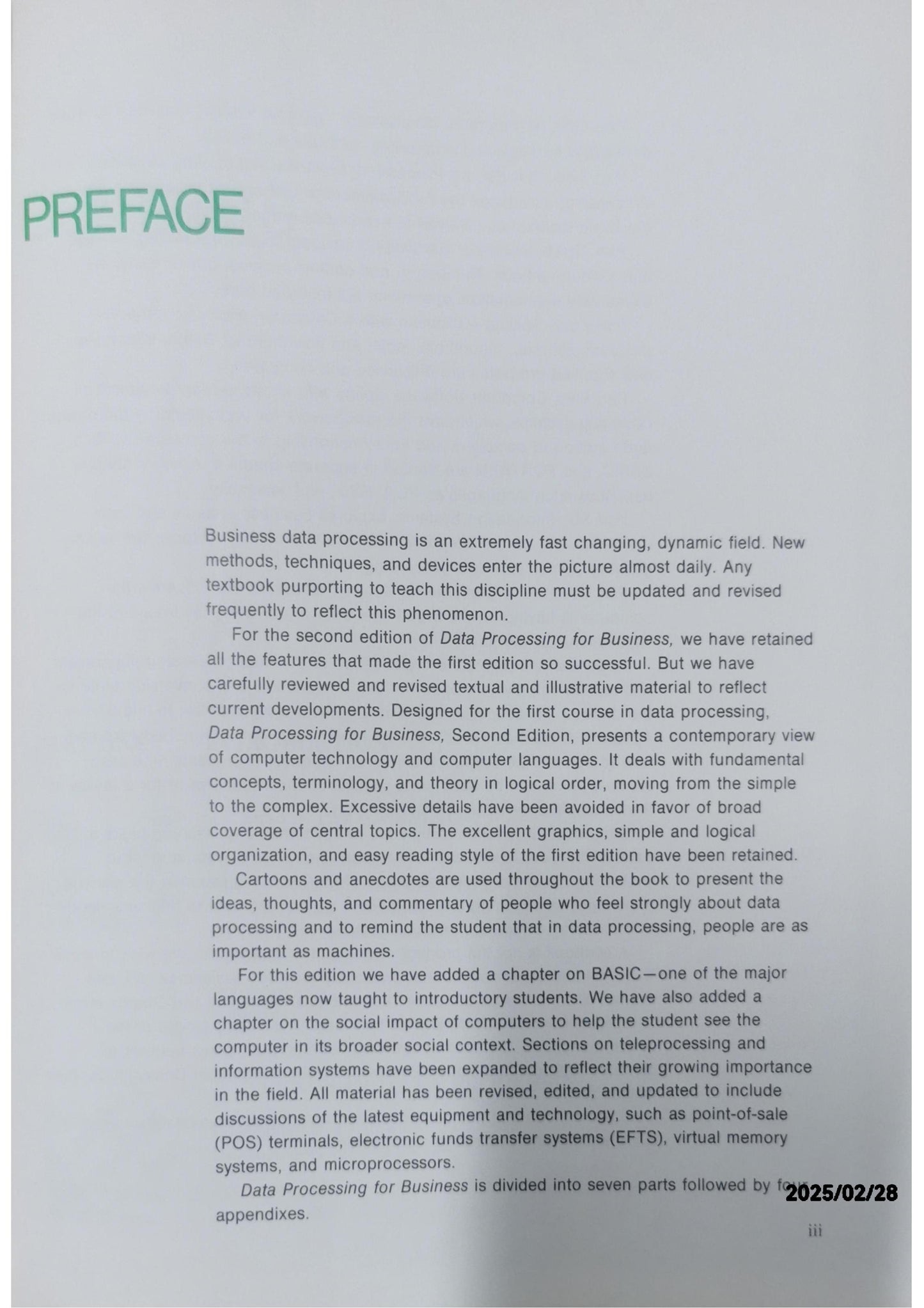 Data Processing for Business Hardcover Joan B., Silver, Gerald A. Free US Delivery | ISBN:0155168045