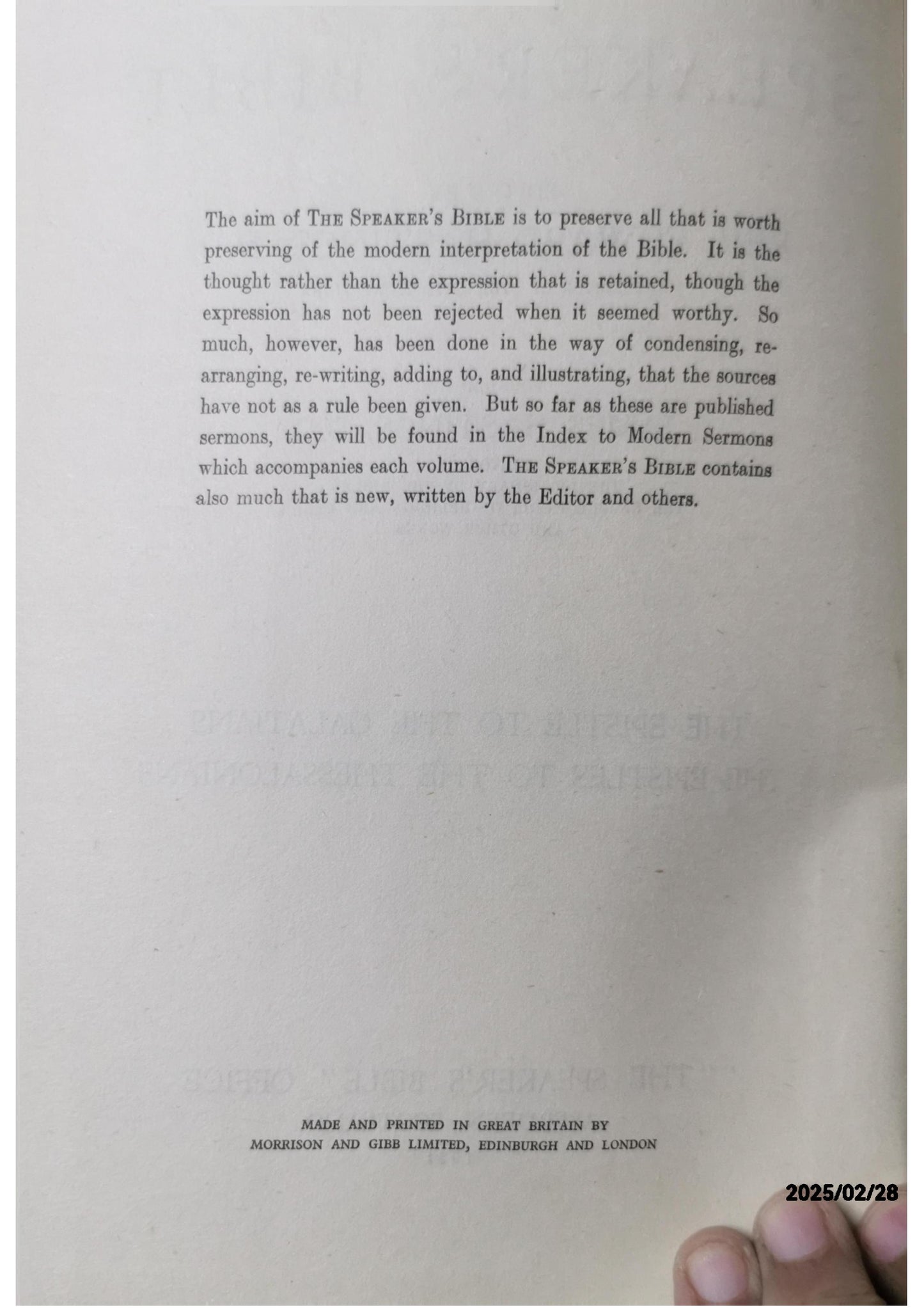 The Speaker's Bible: Galatians/Thessalonians by E. Hastings (Baker, 1963)