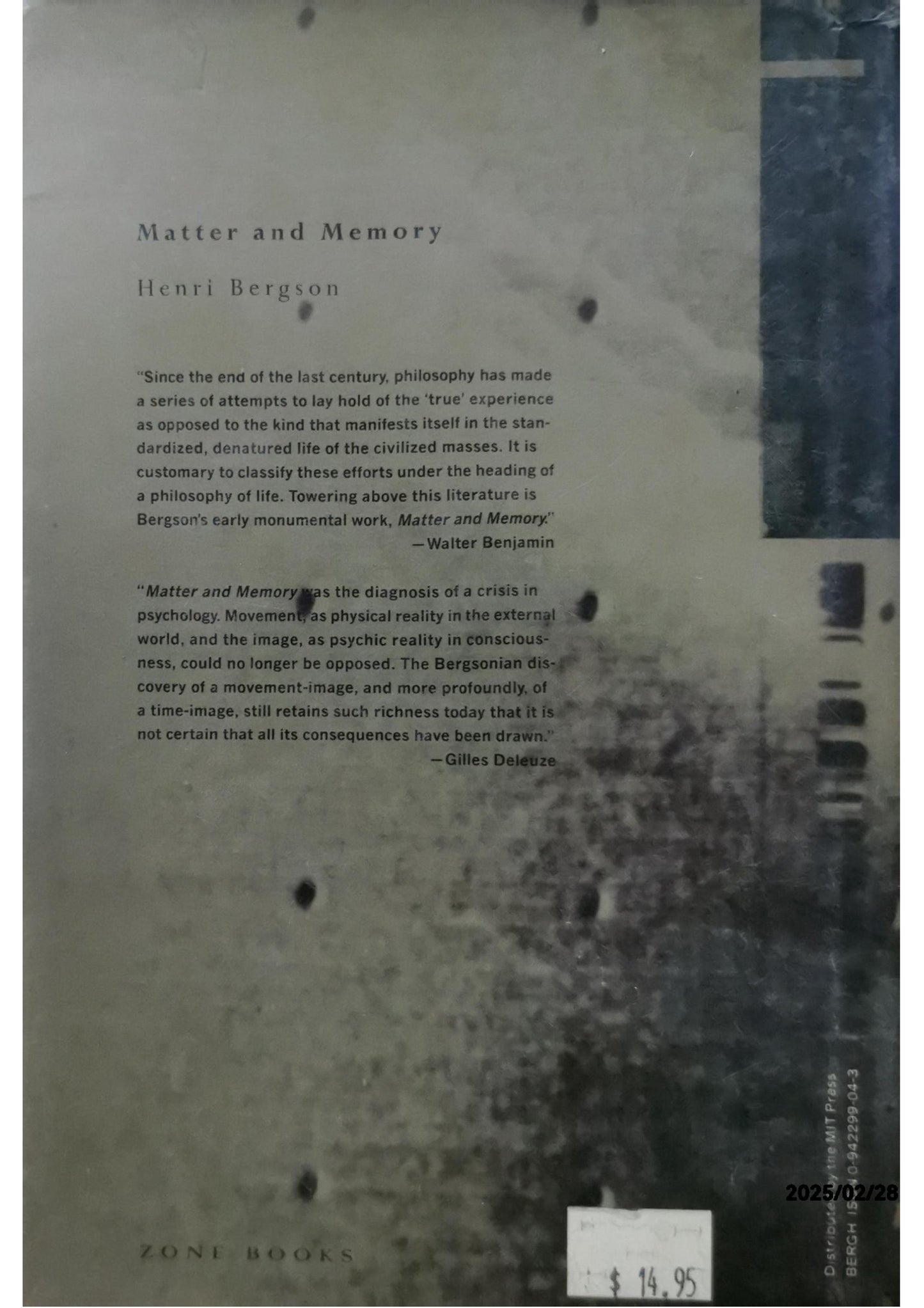 Henri Bergson Matter and Memory (Paperback) (UK IMPORT)