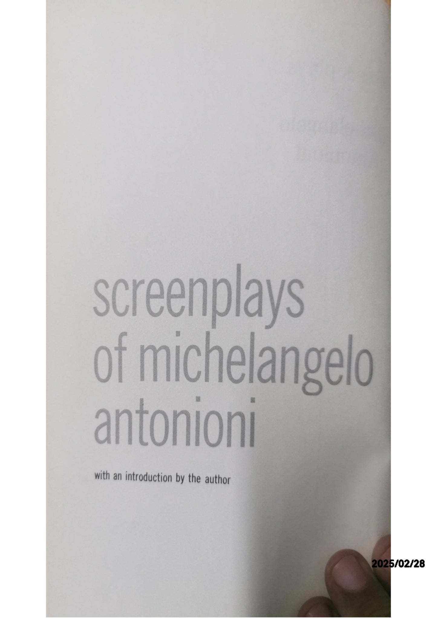 Screenplays by Michelangelo Antonioni (l"avventura; il grido; la notte; l"eclisse) Hardcover – 1 Jan. 1963 by Michelangelo Antonioni (Author)