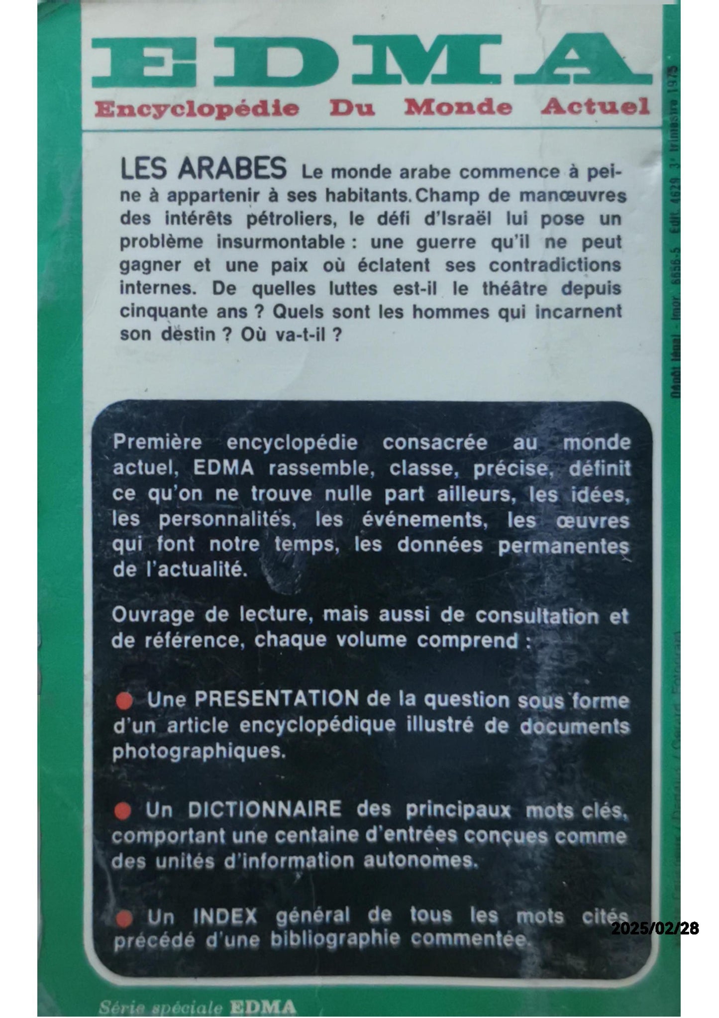 LES ARABES, EDMA: États, Événements, Personnalités, Culture, Économie, Politique Paperback – March 7, 1970 by Collectif (Author)