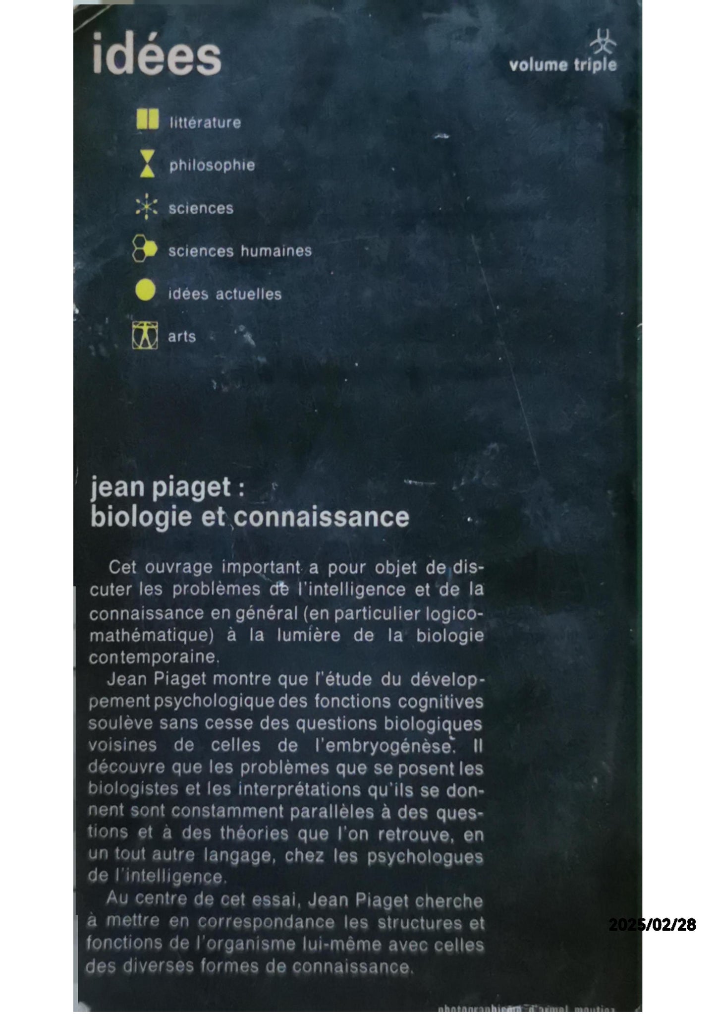 Biologie et connaissance: Essai sur les relations entre les régulations organiques et les processus cognitifs Broché – 1 octobre 1992 de Jean Piaget (Auteur), M Buscaglia (Auteur)