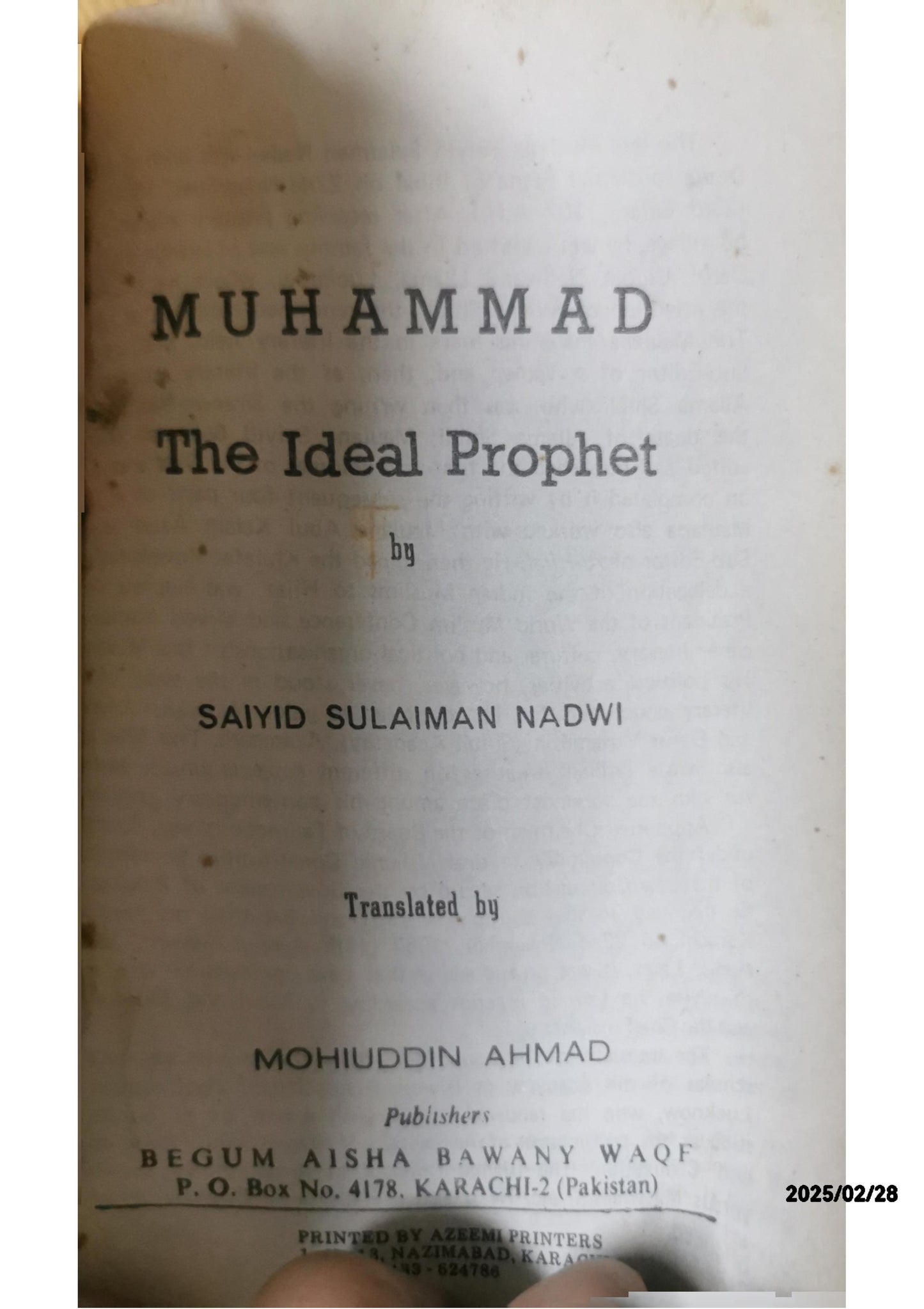 The Life and Message of the Holy Prophet Muhammad by Allama Sayyid Sulaiman Nadvi