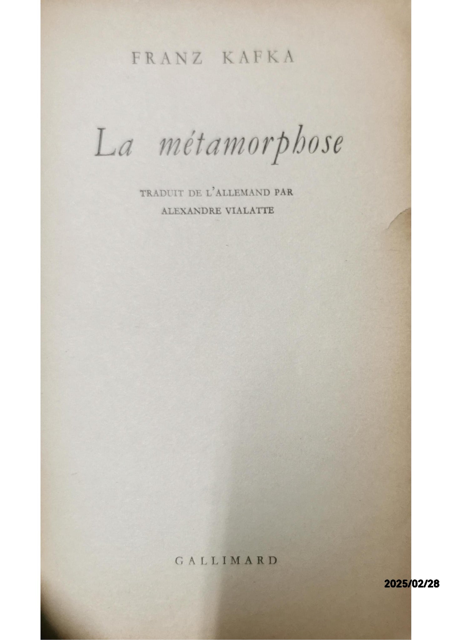 La Metamorphose (French Edition) Mass Market Paperback – January 15, 2015 French Edition  by Franz Kafka (Author)