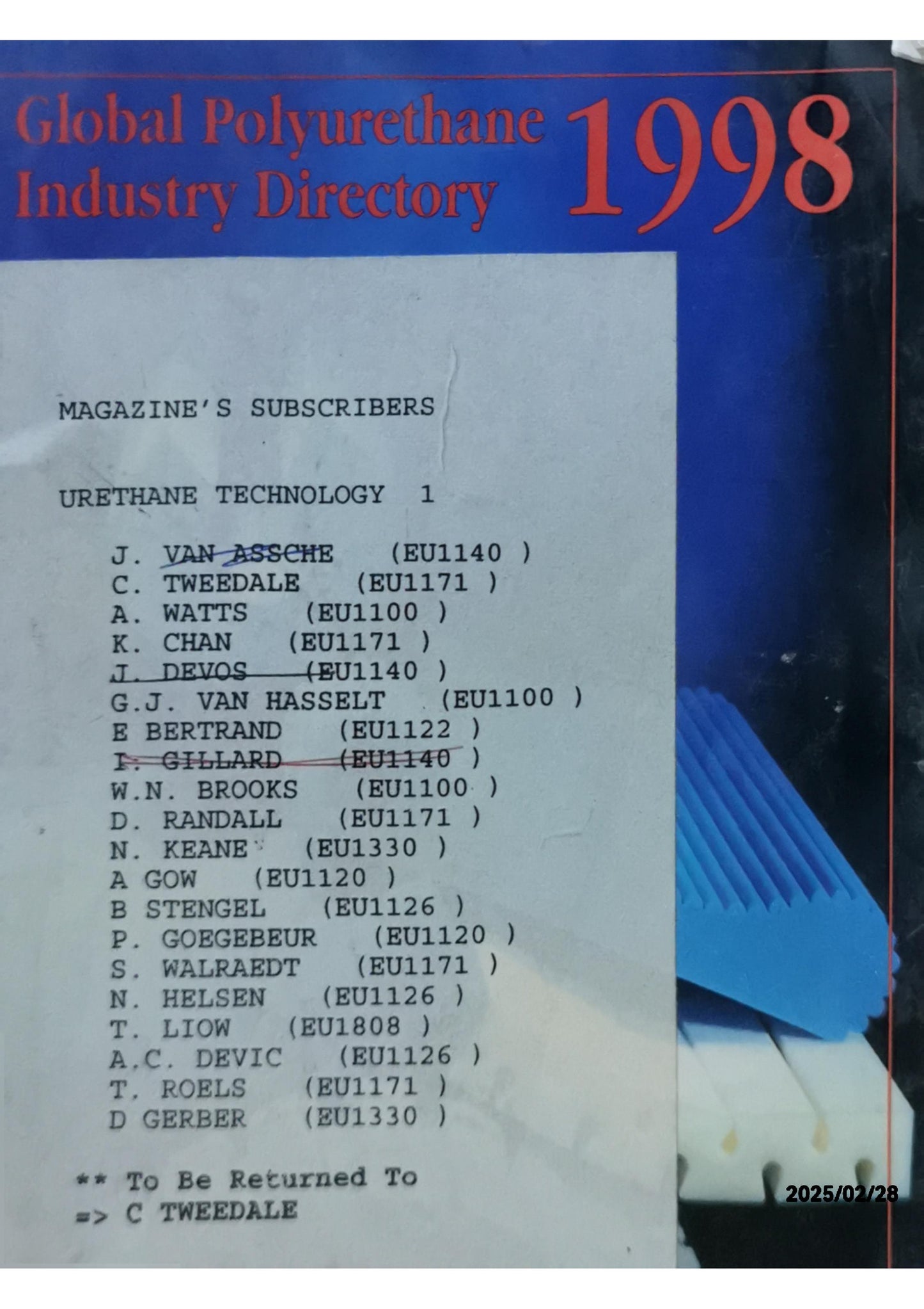 global polyurethane industry directory 1998